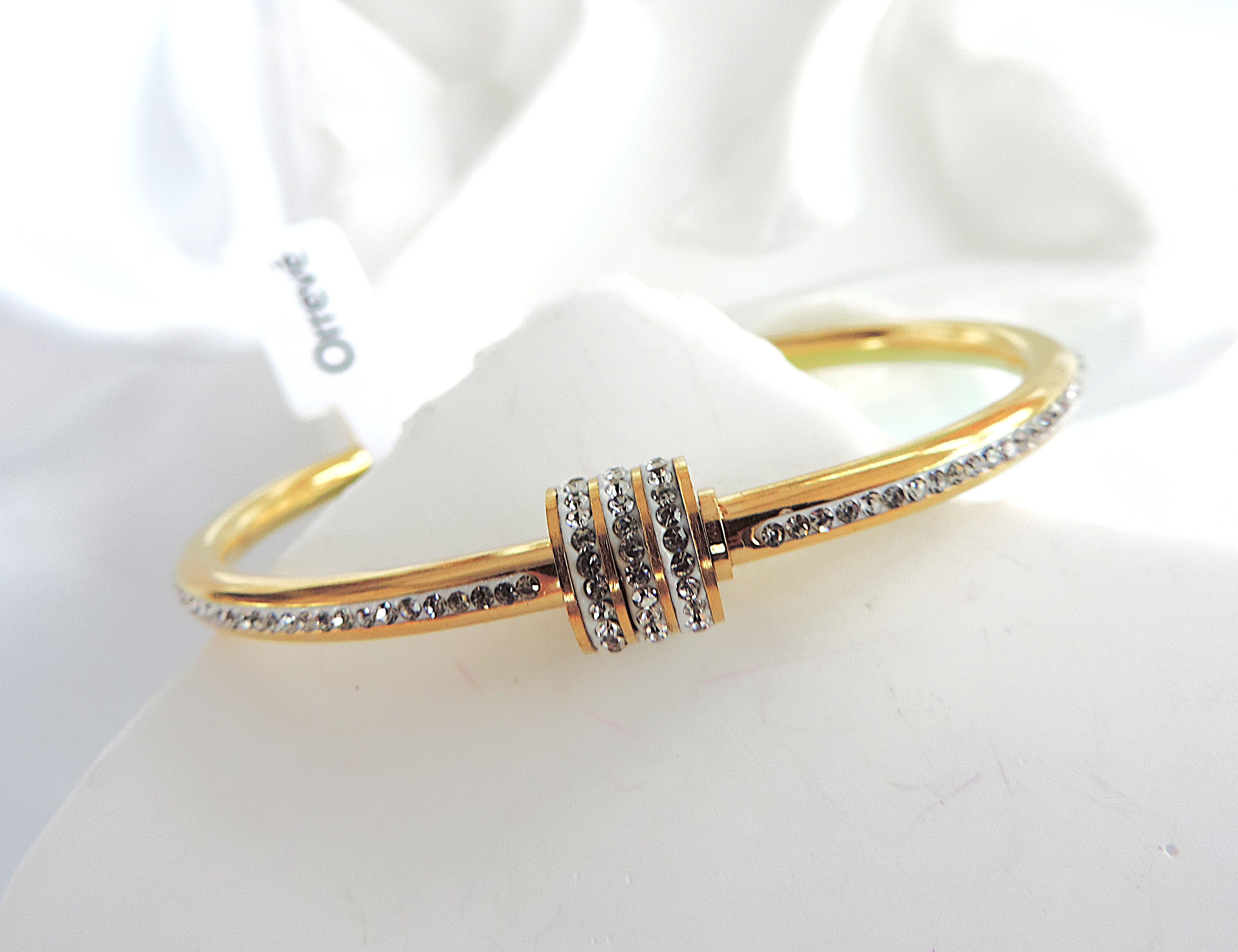 Designer 14k Gold Plated Crystal Bangle 'New'
