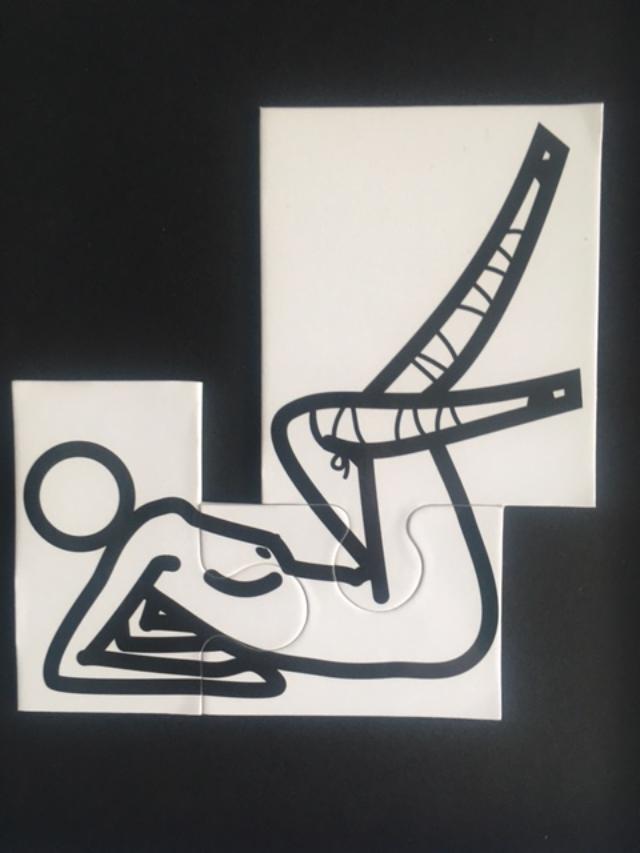 Julian Opie (1958) ‘This Is Shahnoza’ In 3 Parts, Wooden Maquettes, Framed, 2008