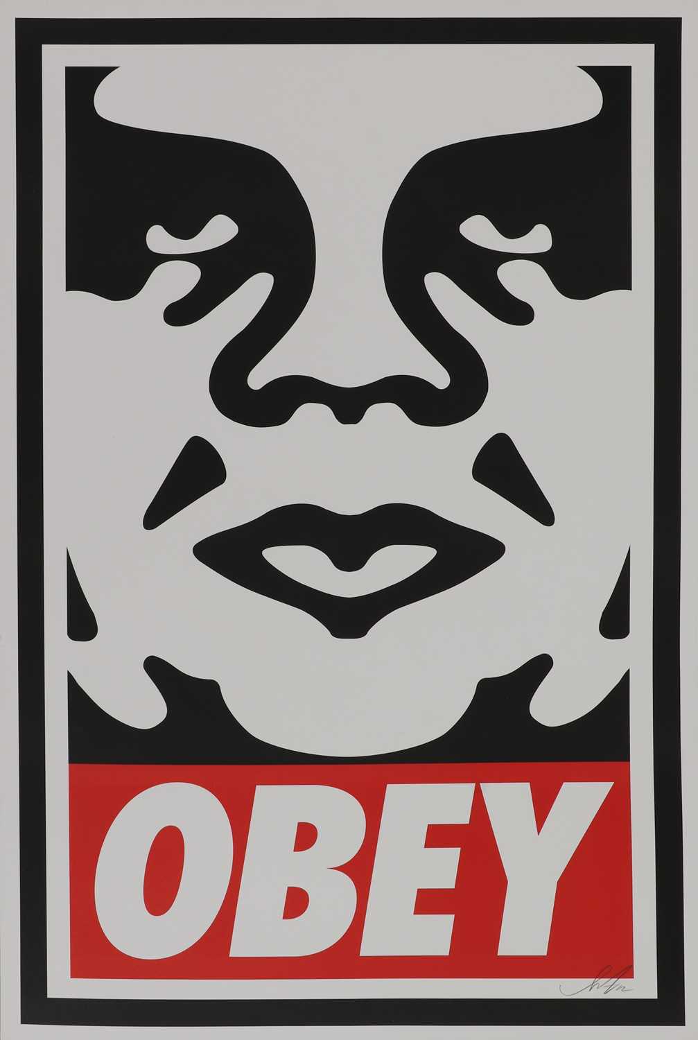 Shepard Fairey (b.1970) OBEY ‘Giant Face’ in colours, signed in pencil l.r. 96.5 x 63.5cm
