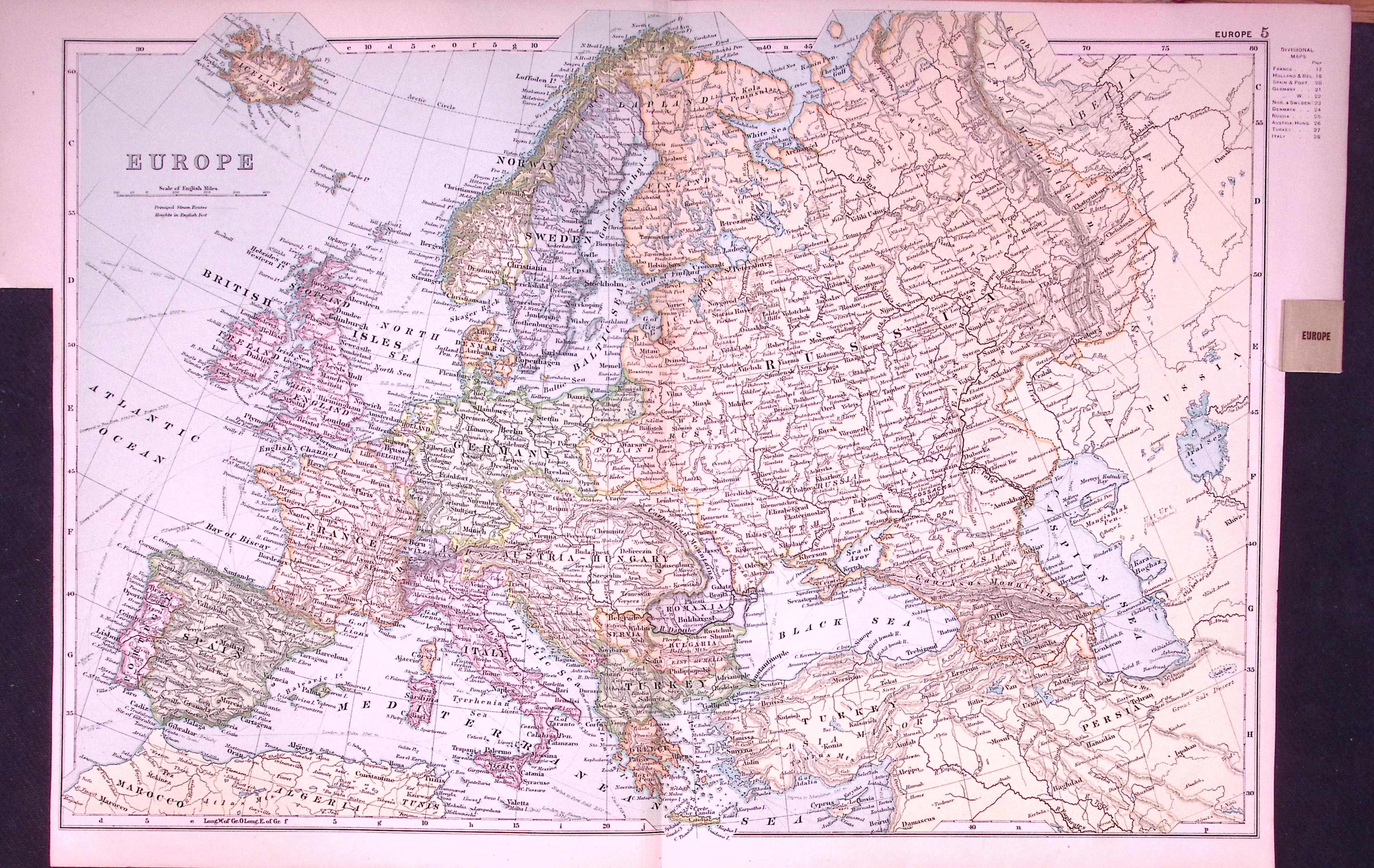 The Continent of Europe 120-Year-Old Large Antique Map by G.W. Bacon-5