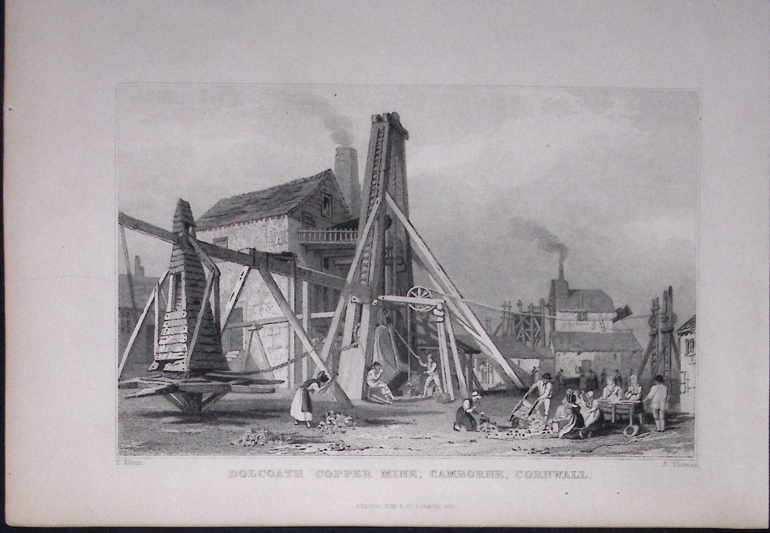 Cornwall Cambourne Dolcoath Copper Mine Antique 193 Years-Old Steel-Engraving-8
