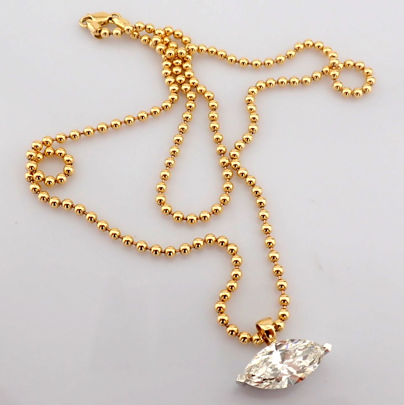 Marquise Cut Lab-Grown Diamond Necklace - 3.91 Total Carat (IGI Certified)