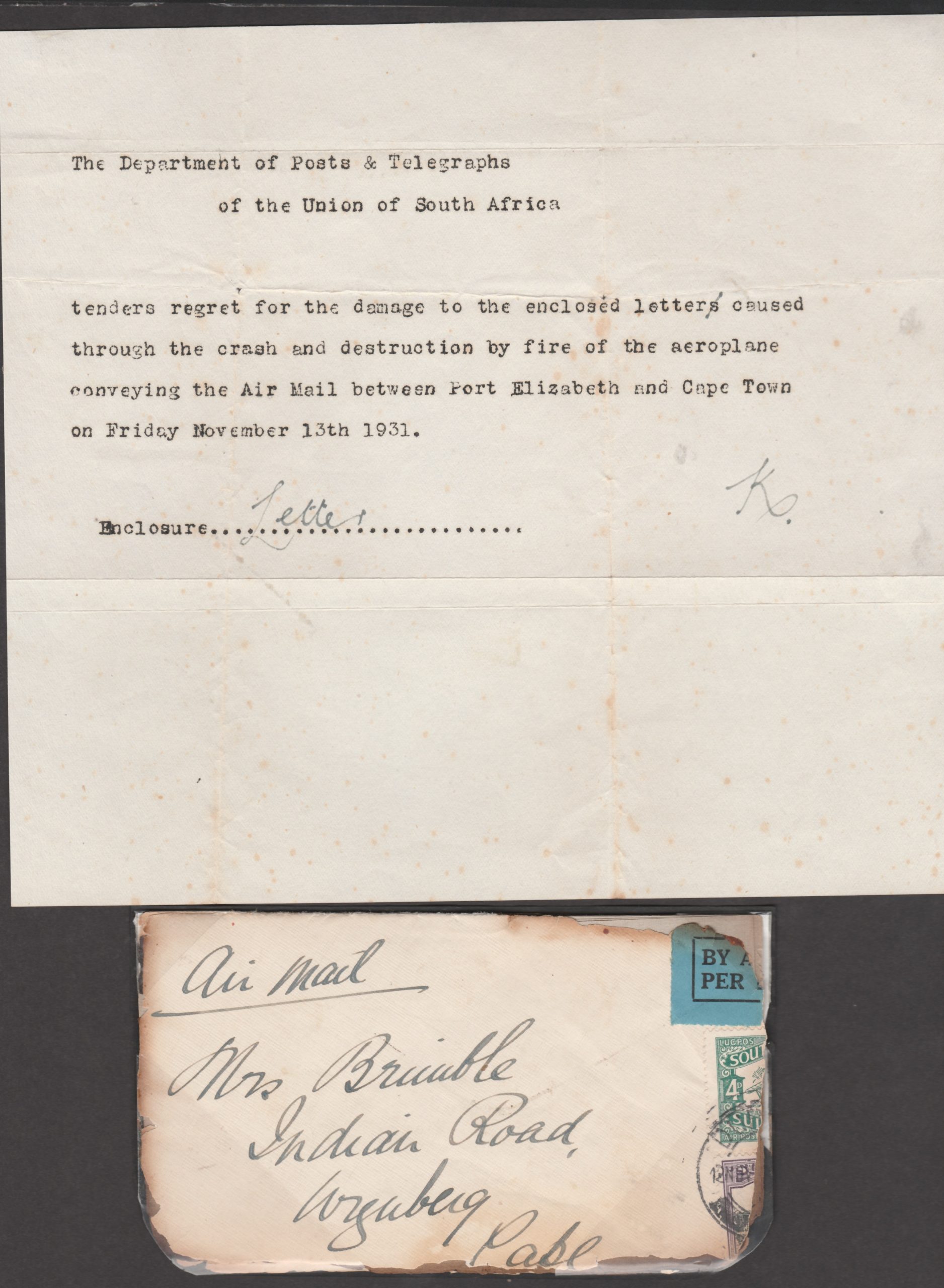 South Africa/Crash and Wreck 1931 (Nov. 13)
