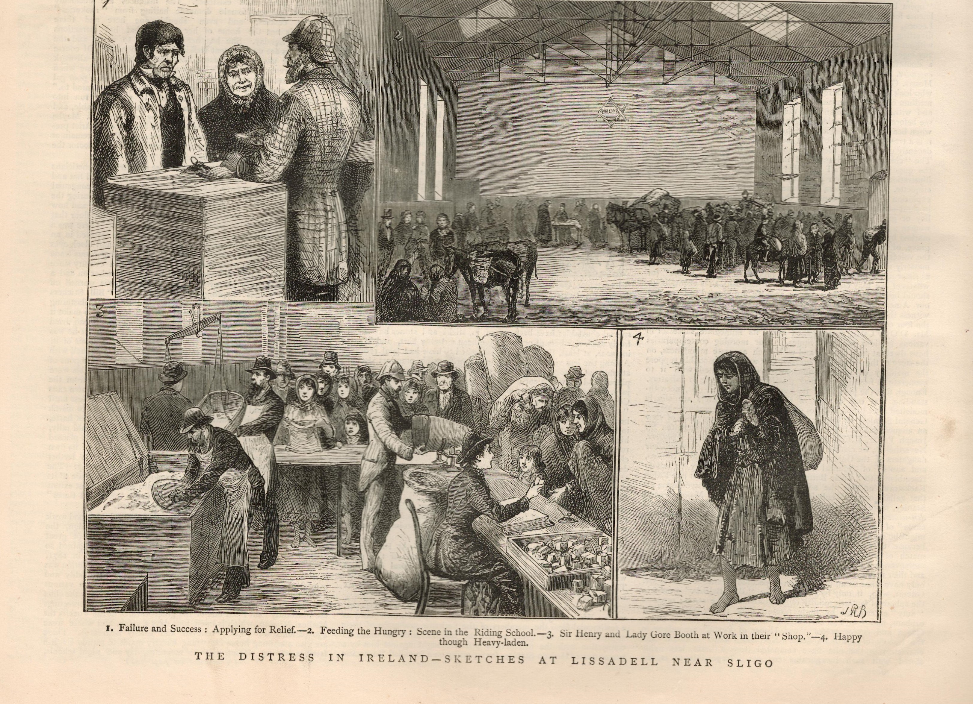 1880 Famine & Distress West Of Ireland Help For Villagers Lissadell SligoOriginal Antique Complete