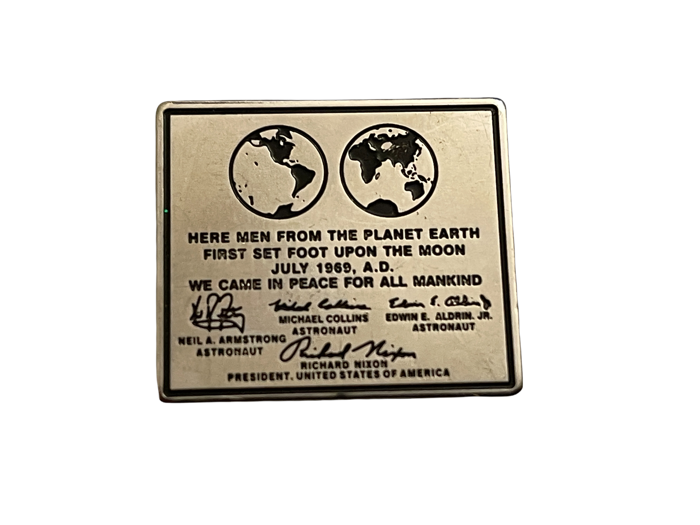 Staff Issue Apollo 11 Lunar Plaque Left on The Moon - Lapel Pin