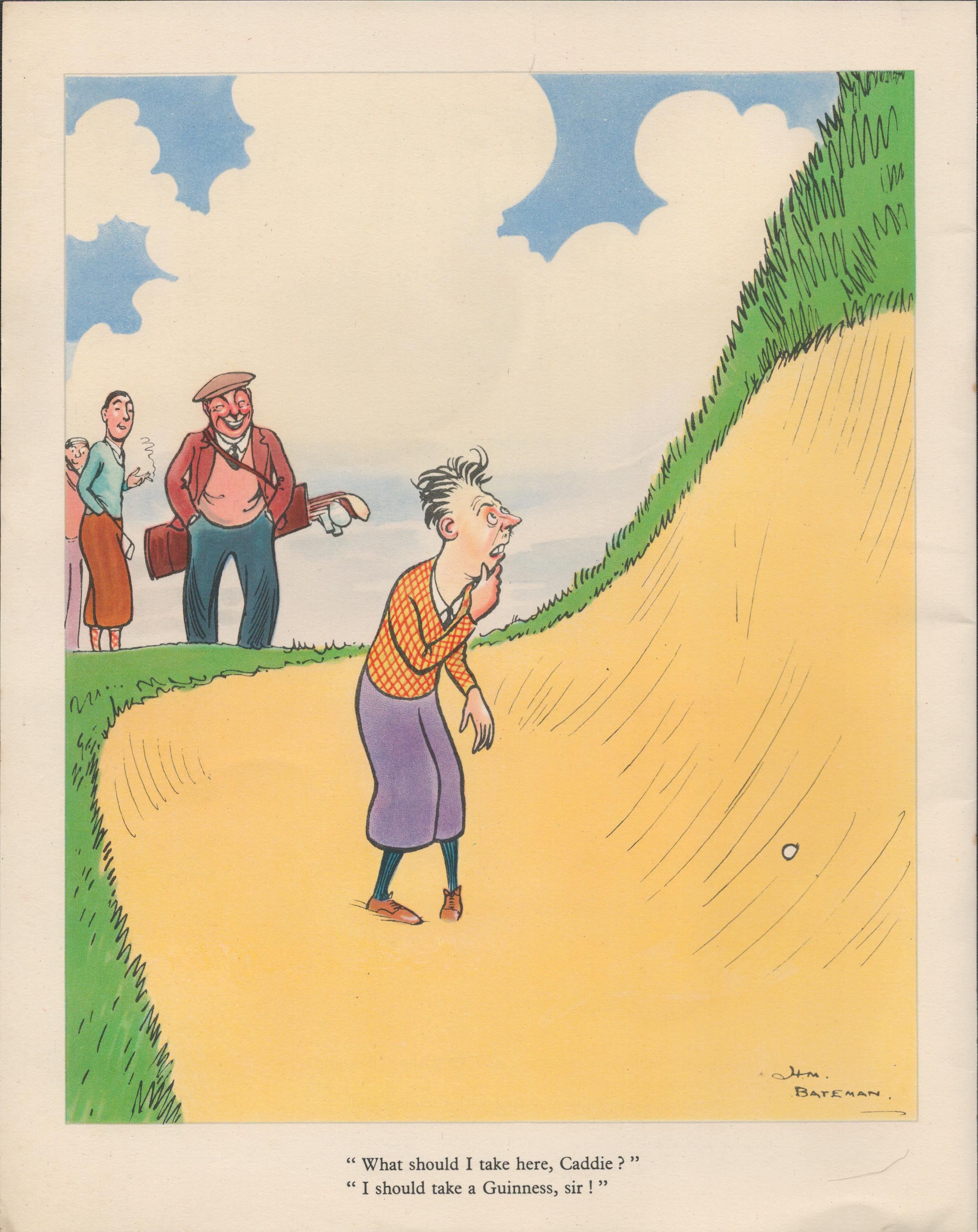 Double Sided Guinness Print 1937 "Trapeze Artist & Golf Bunker"A Genuine Double Sided Lithographed