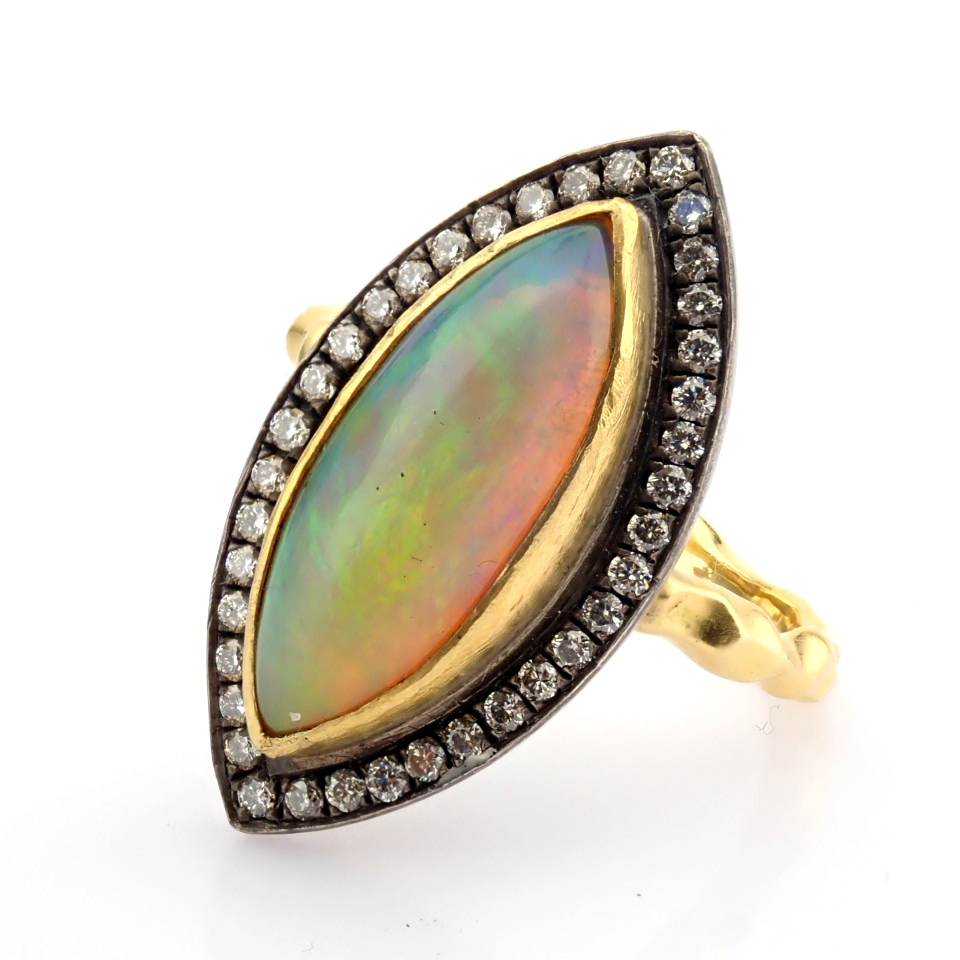 Natural Diamond 18K Yellow Gold Ring