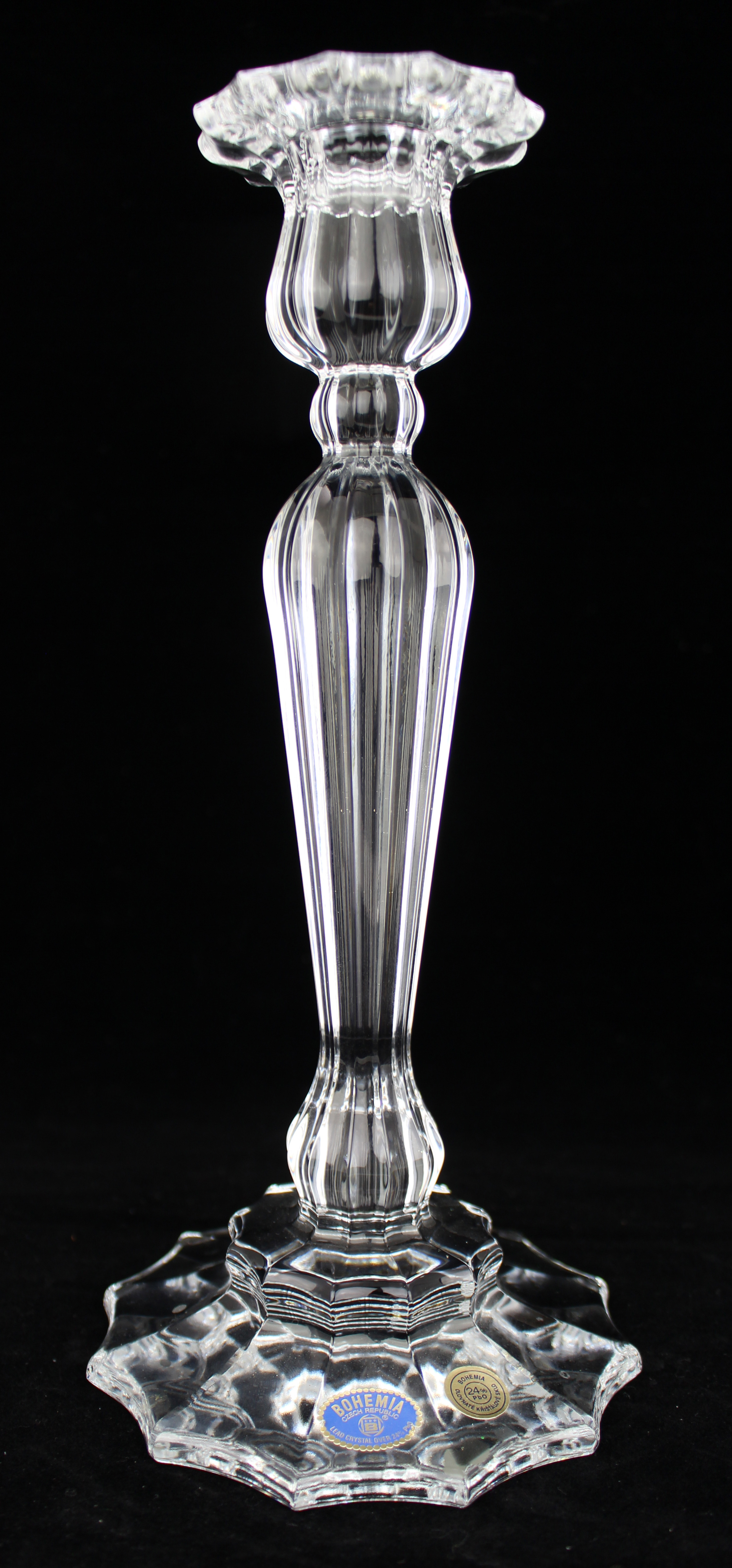 Fine Pair of Bohemia Lead Crystal Candlesticks