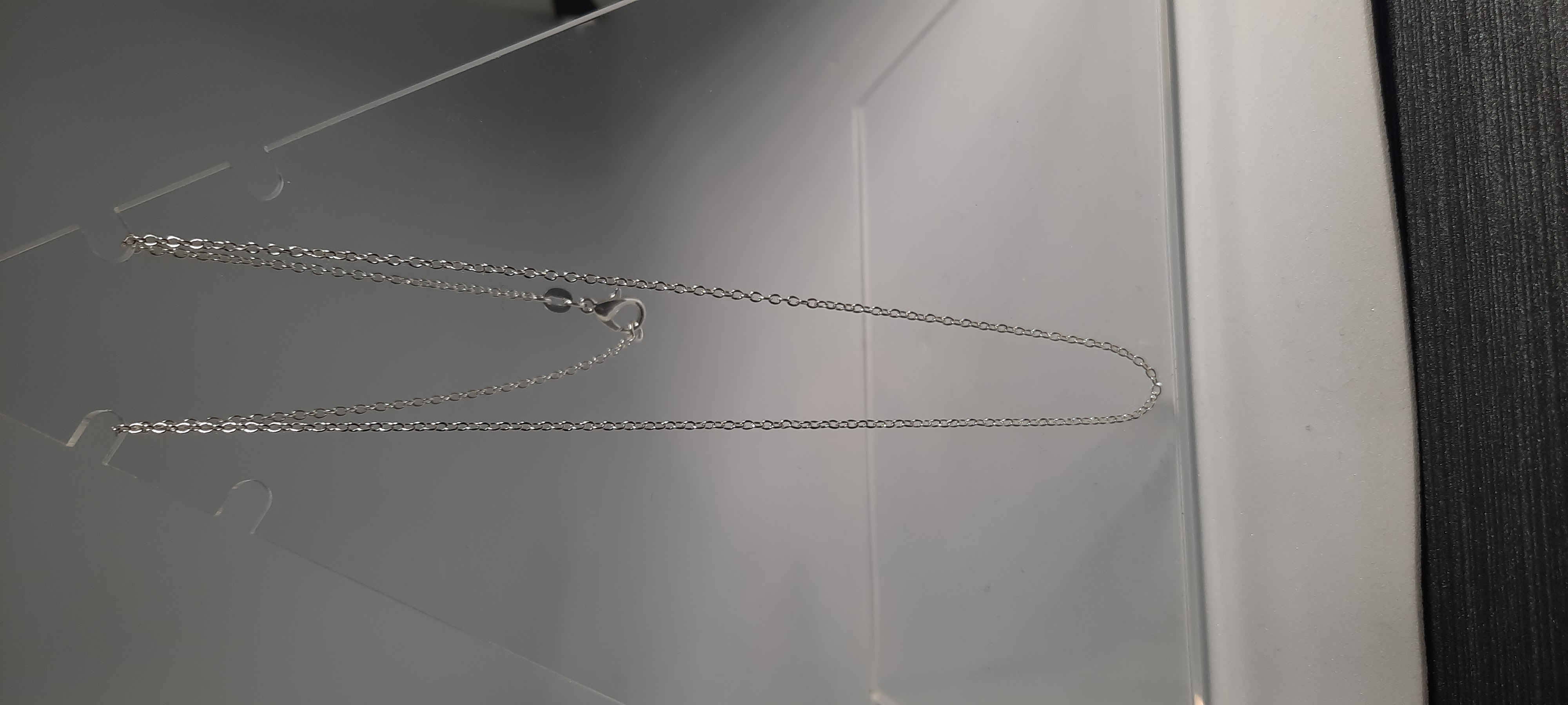 Silver Chain Necklace Flat Shape - 50 cm Length