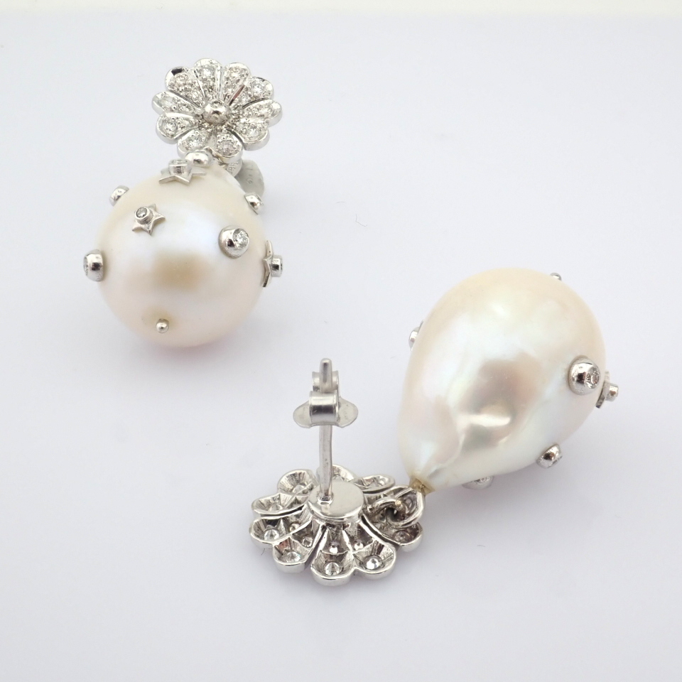 Natural Diamond 14K White Gold Earring