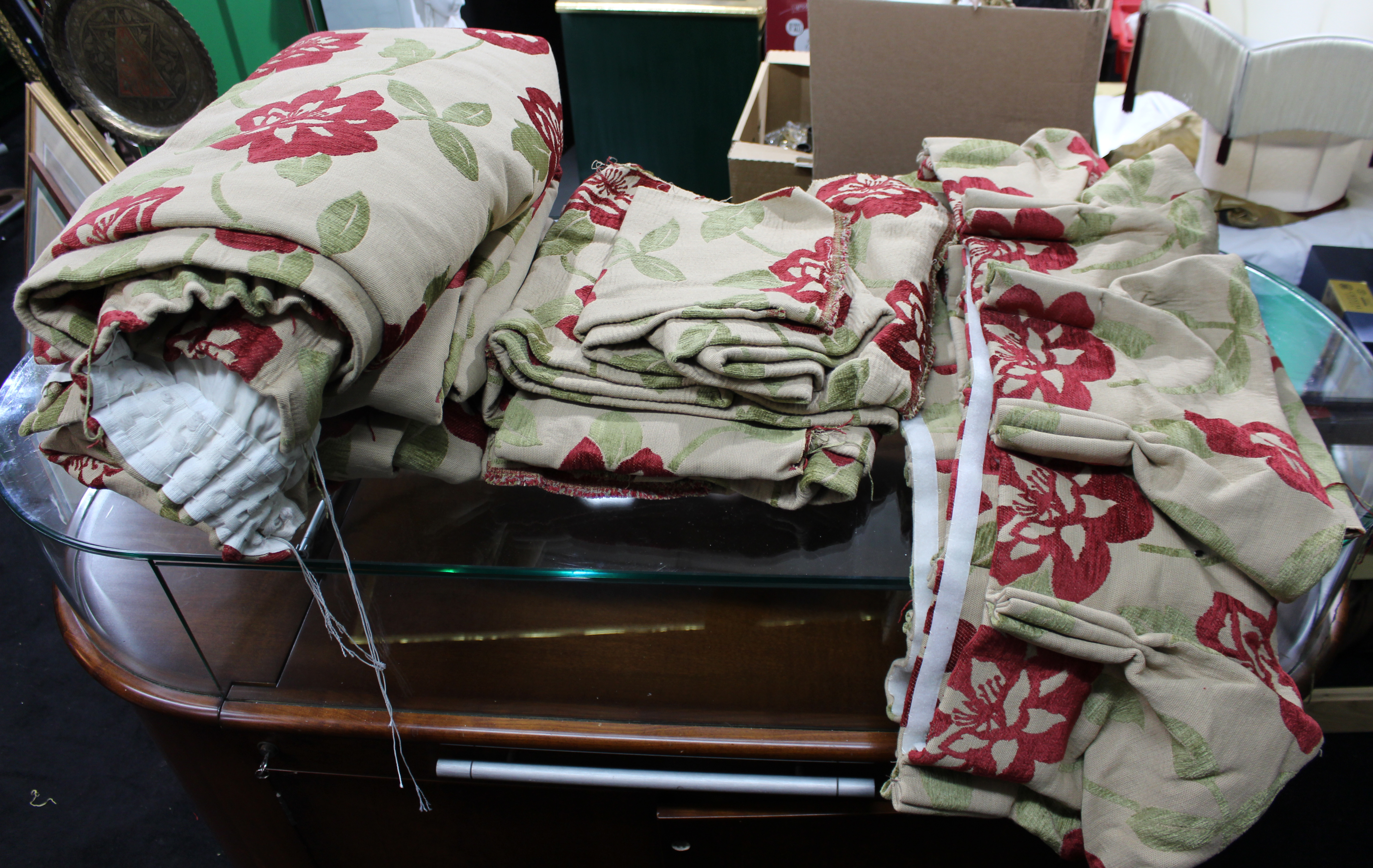 High quality Vintage Lined Patterned Curtains & Material Offcuts