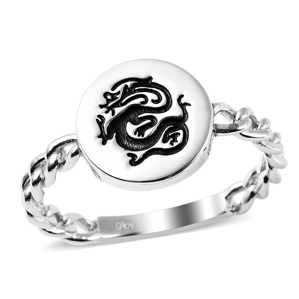 New! Sterling Silver Dragon Signet Ring