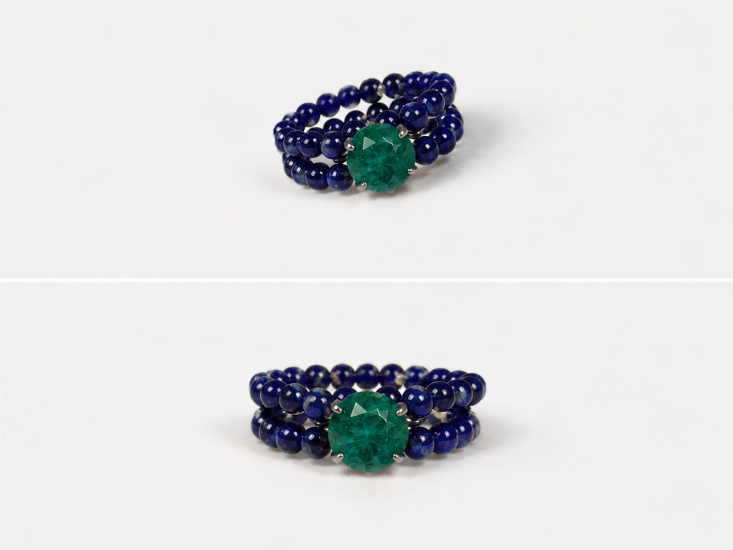 Handmade Emerald Rose Cut & Pearl Beaded Ring