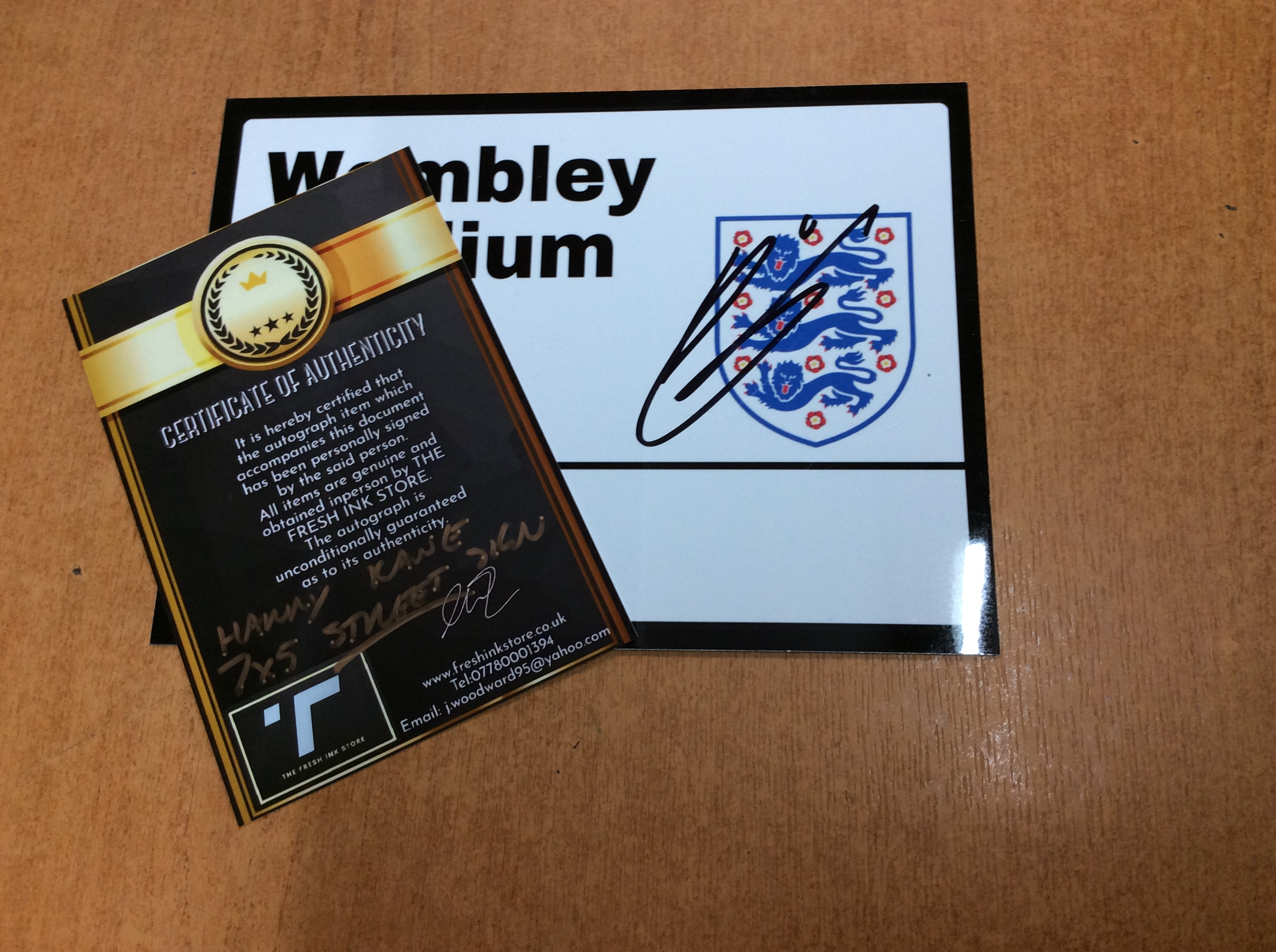 Harry Kane Signed England Wembley Stadium Plaque