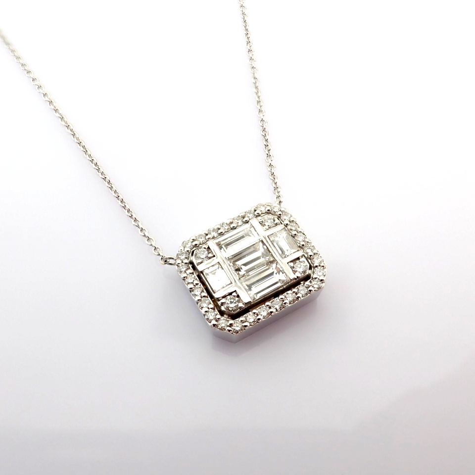 Natural Diamond 18K White Gold Necklace