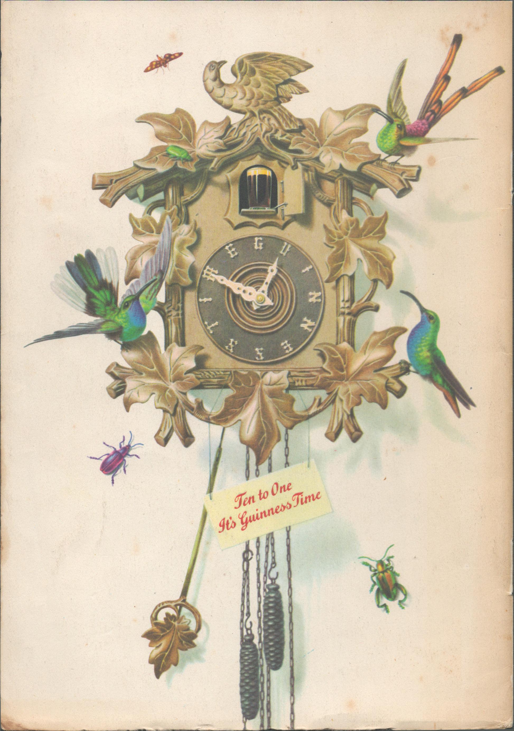 Double Sided Guinness Print 1954 "It's Guinness Time"A Genuine Double Sided Lithographed Colour