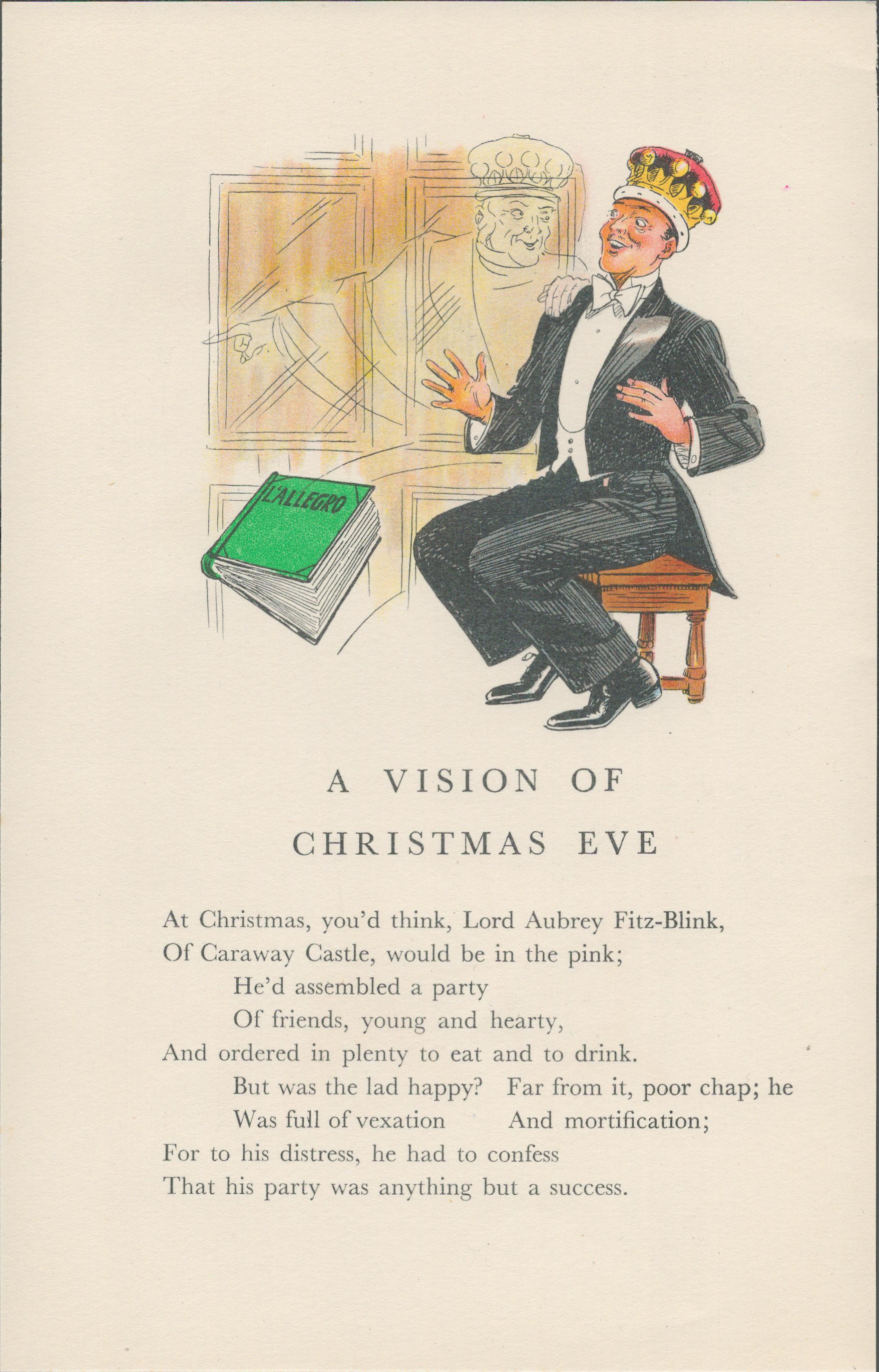 Double Sided Guinness Print 1934 "A Vision Of Christmas Eve"A Genuine Double Sided Lithographed