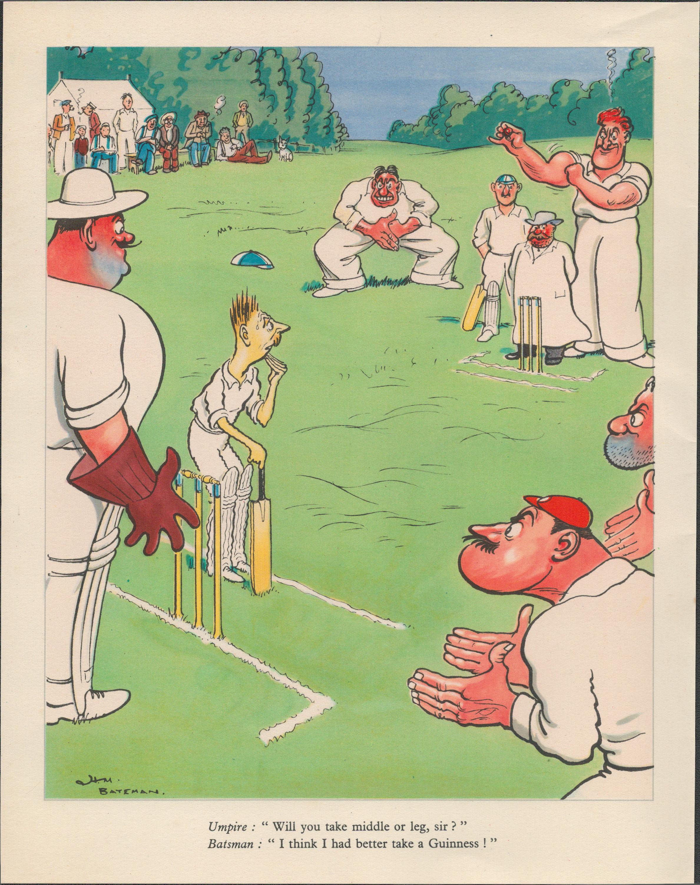Double Sided Guinness Print 1937 "Cricket & Golf"A Genuine Double Sided Lithographed Colour