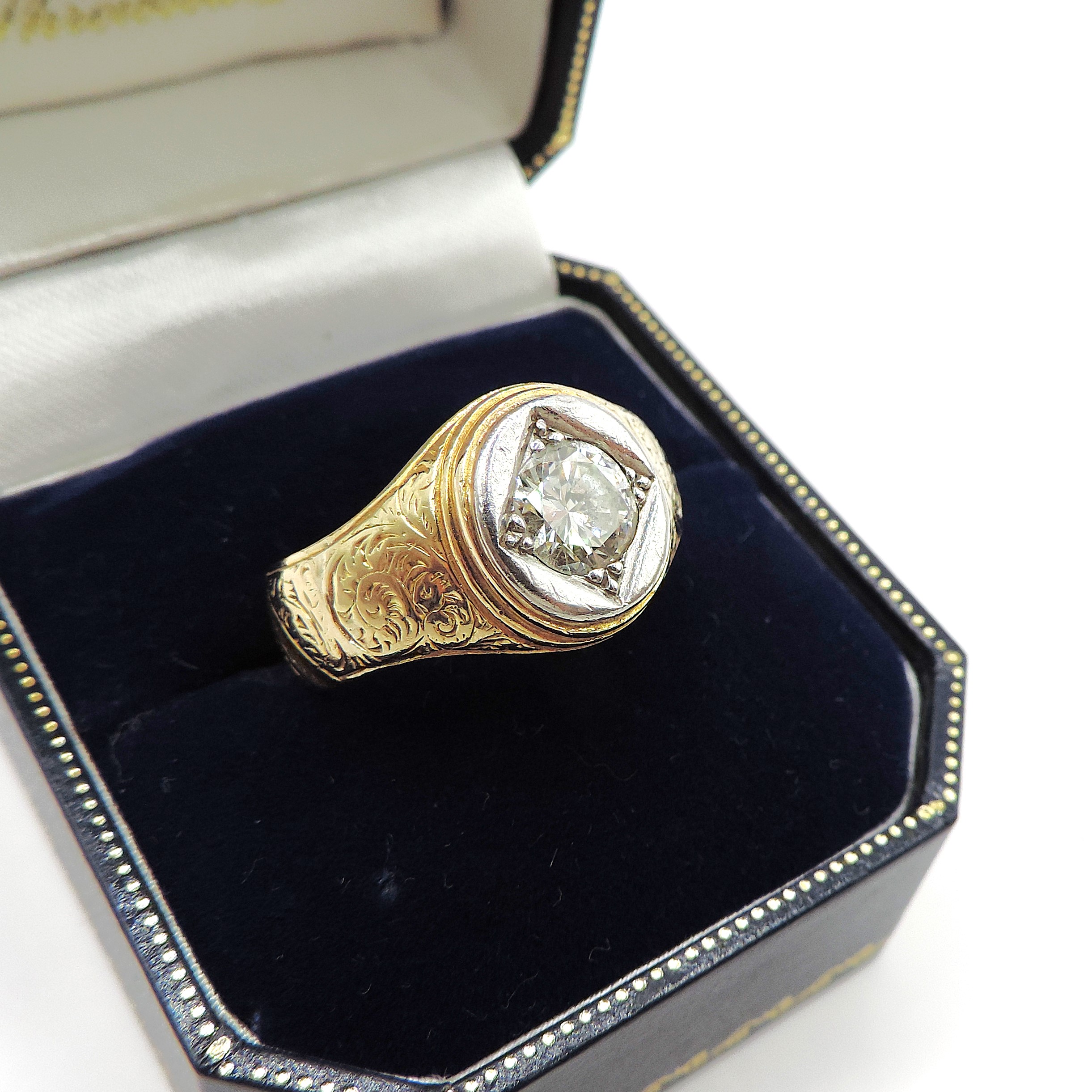Edwardian 18K Gold Old Mine Cut 1.25 Carat Diamond Ring London Hallmark 1903