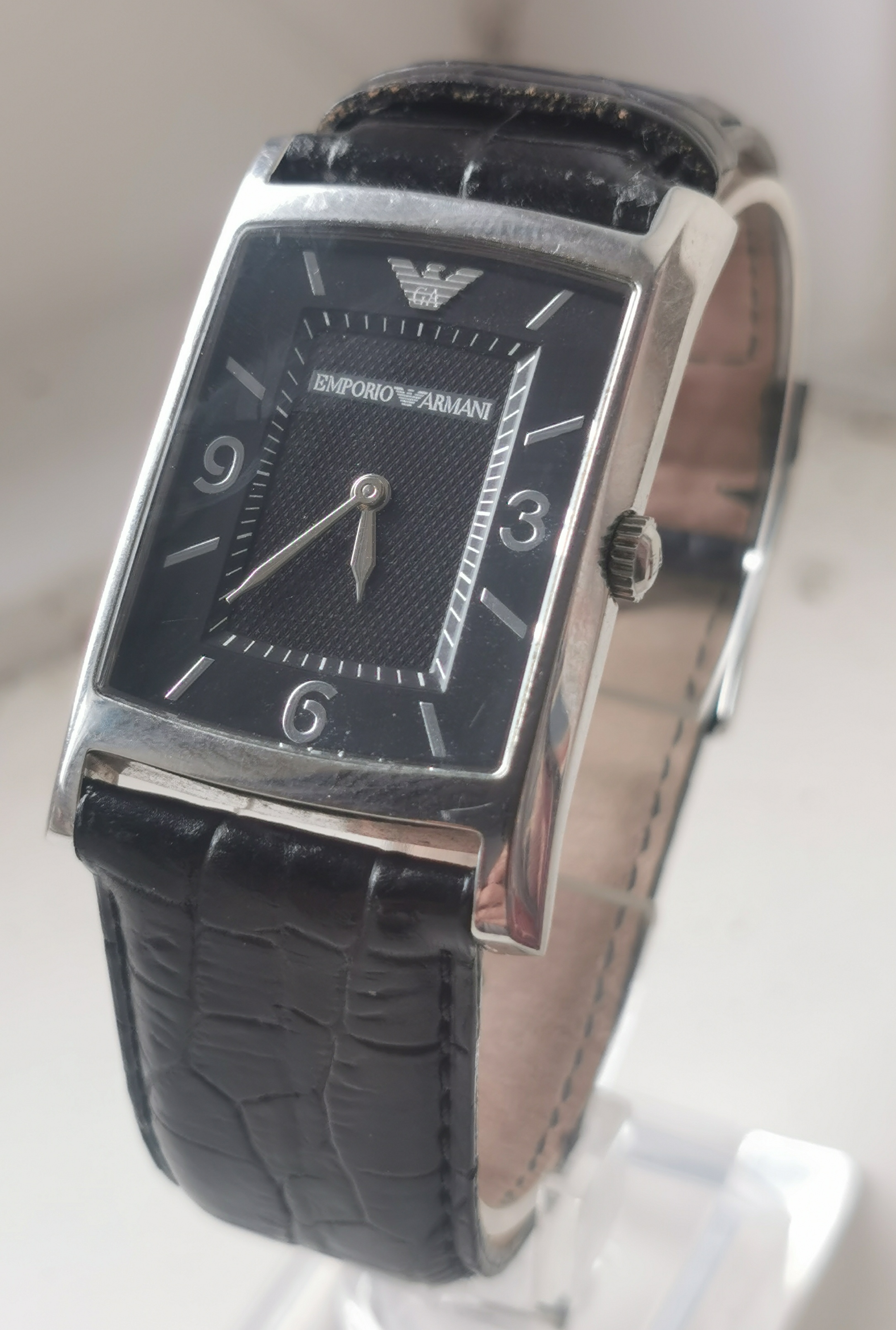 Emporio Armani AR-0147 Vintage Watch – Black Dial, Rectangular Case