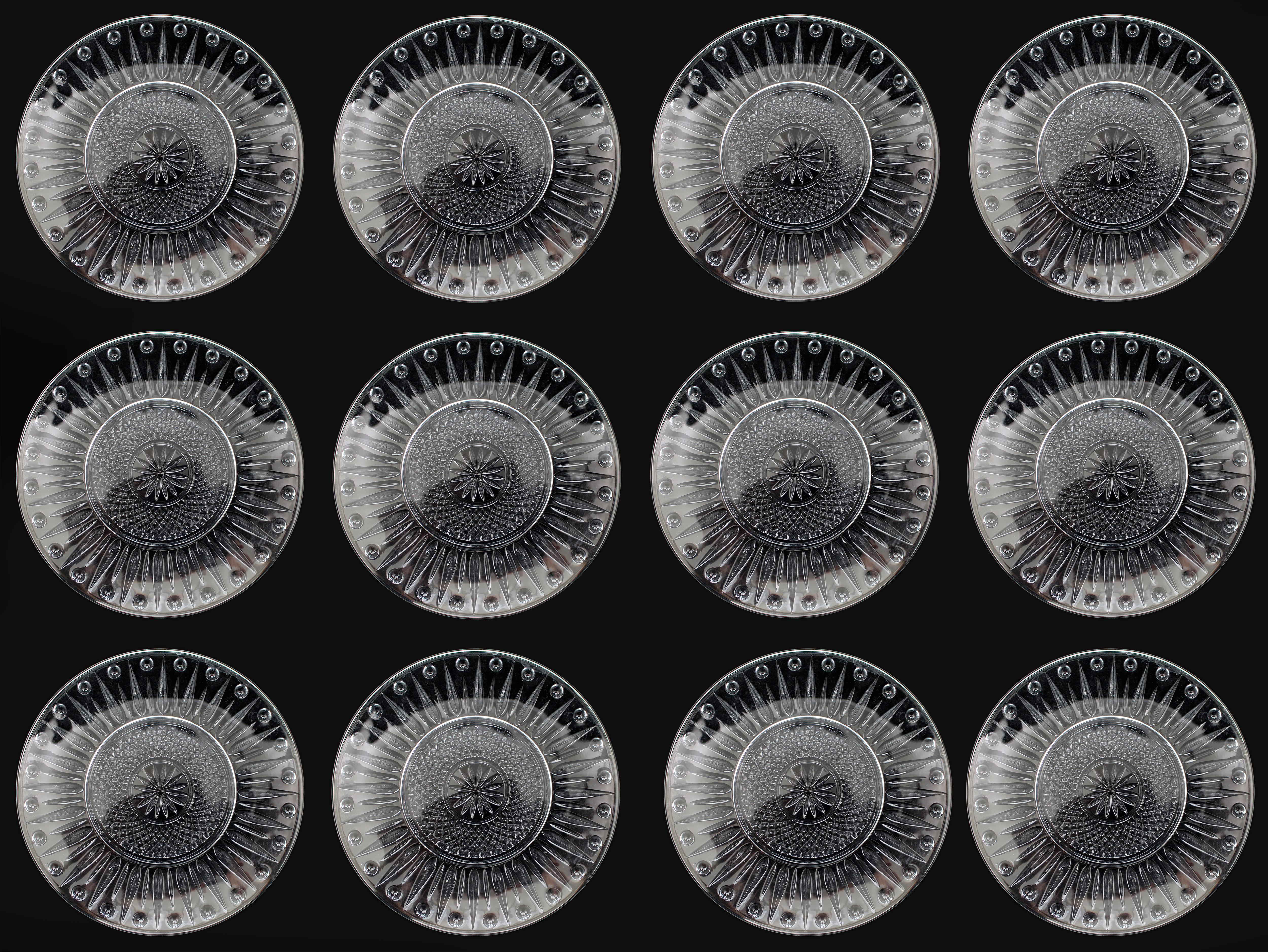 Set of 12 Unused Cut Crystal Dessert Plates