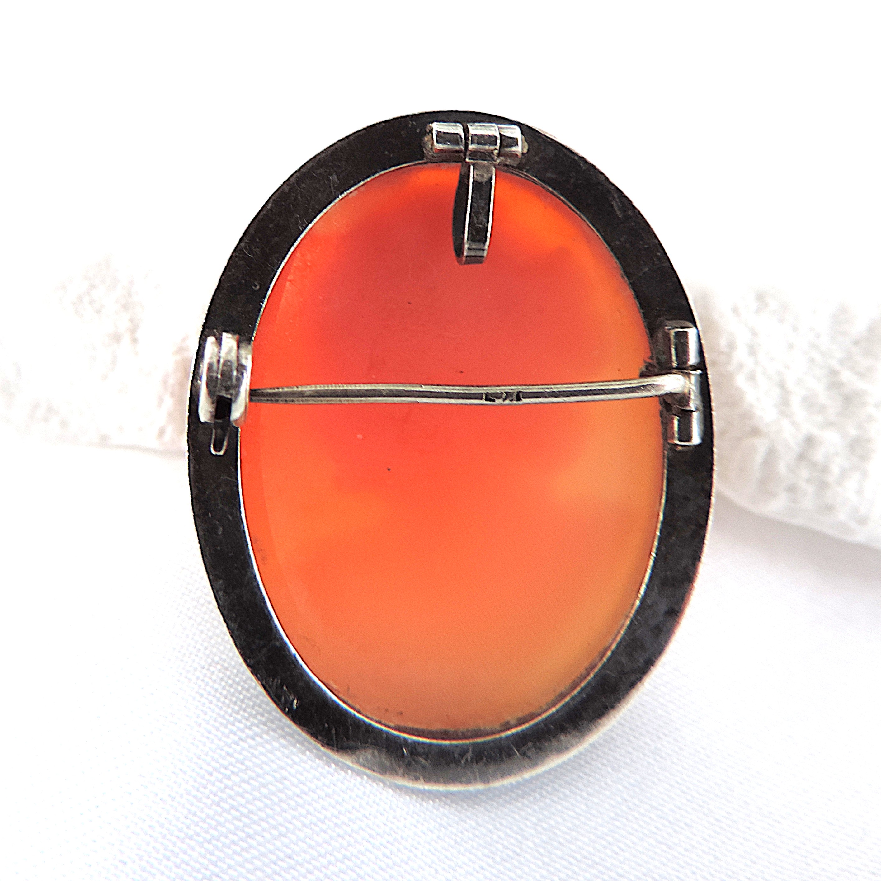 Antique Sterling Silver Cameo Brooch