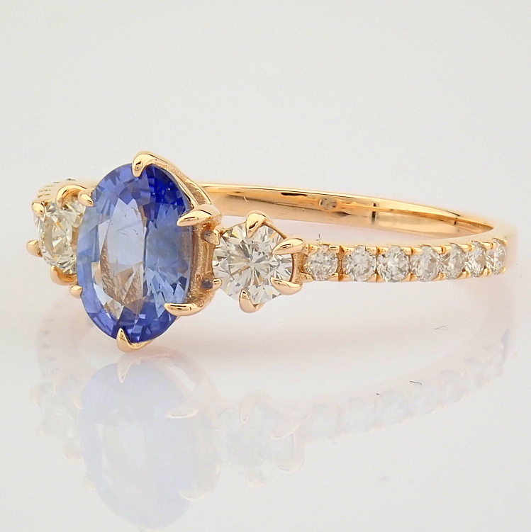 Certificated 14K Rose/Pink Gold Diamond & Sapphire Ring (Total 1.14 ct Stone)