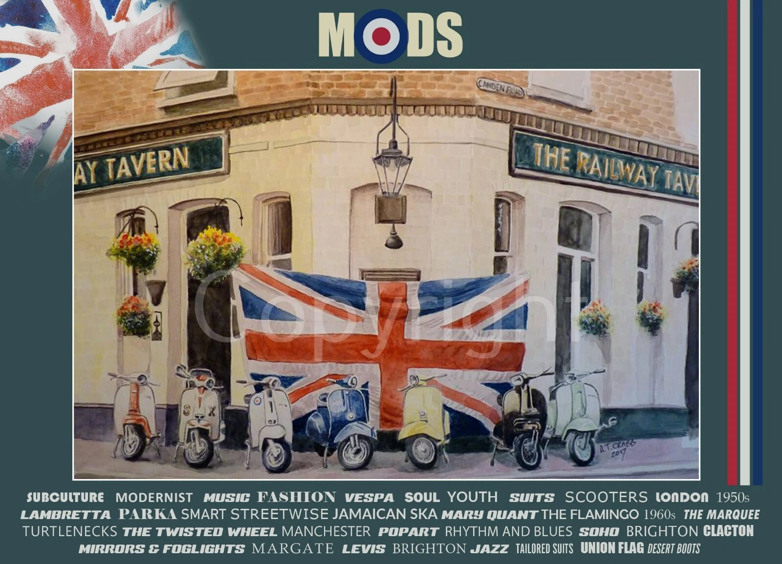 Mods Meet Railway Tavern London Nostalgic Scene Metal Wall Art