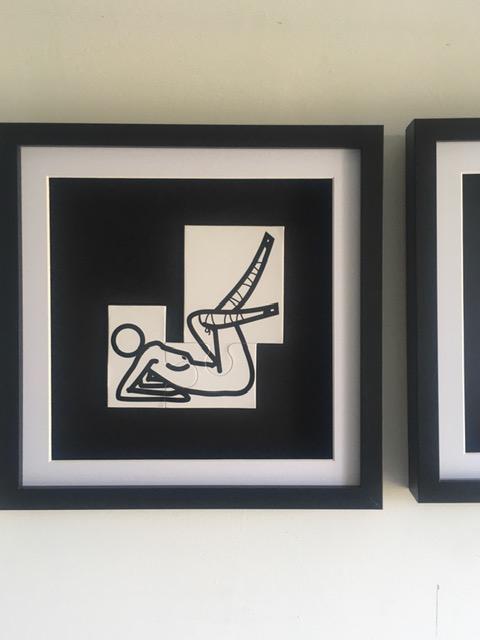 Julian Opie (1958) ‘This Is Shahnoza’ In 3 Parts, Wooden Maquettes, Framed, 2008