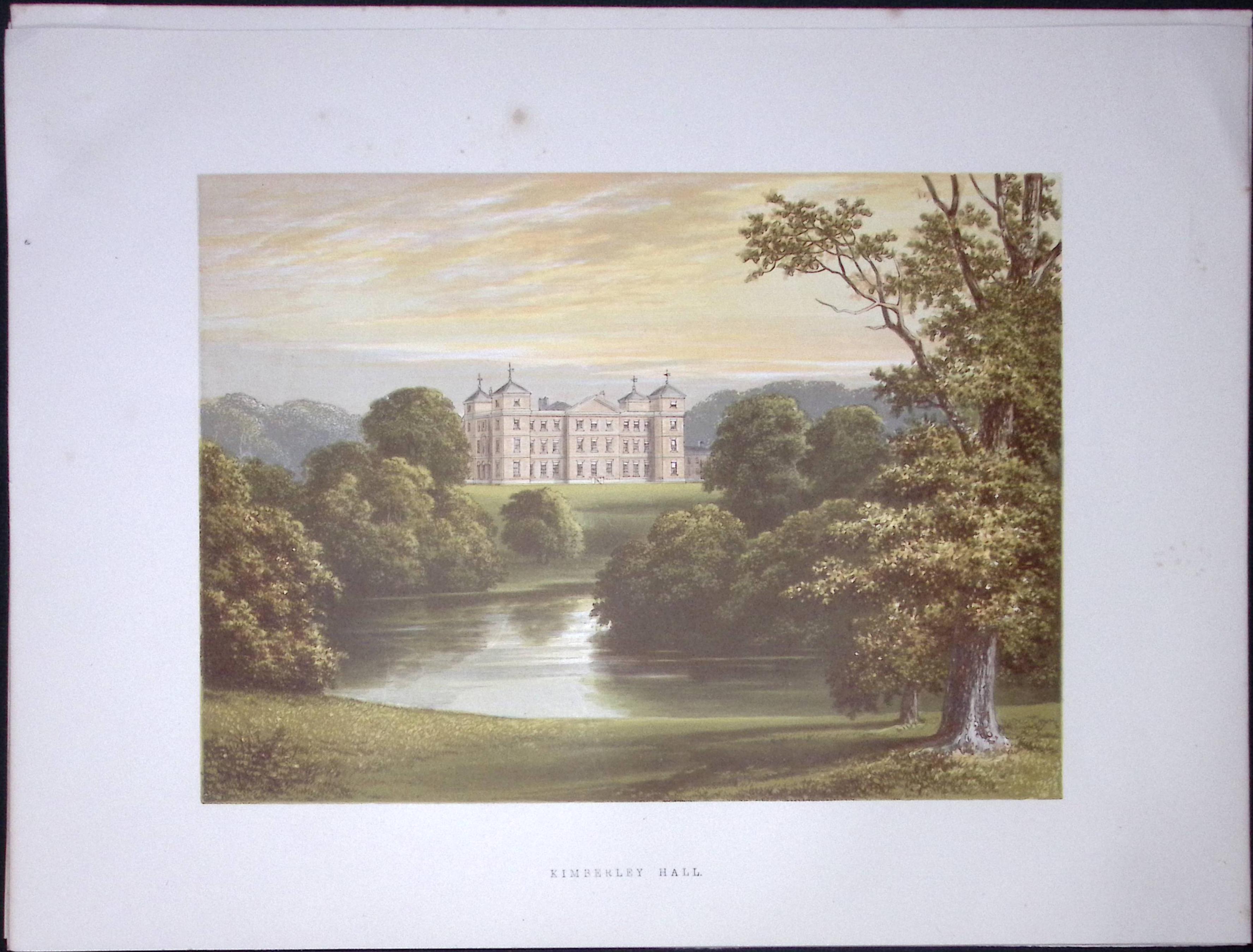 Kimberley Hall Norfolk 160 Years-Old Gilt-Edge Coloured Antique Book Plate-5