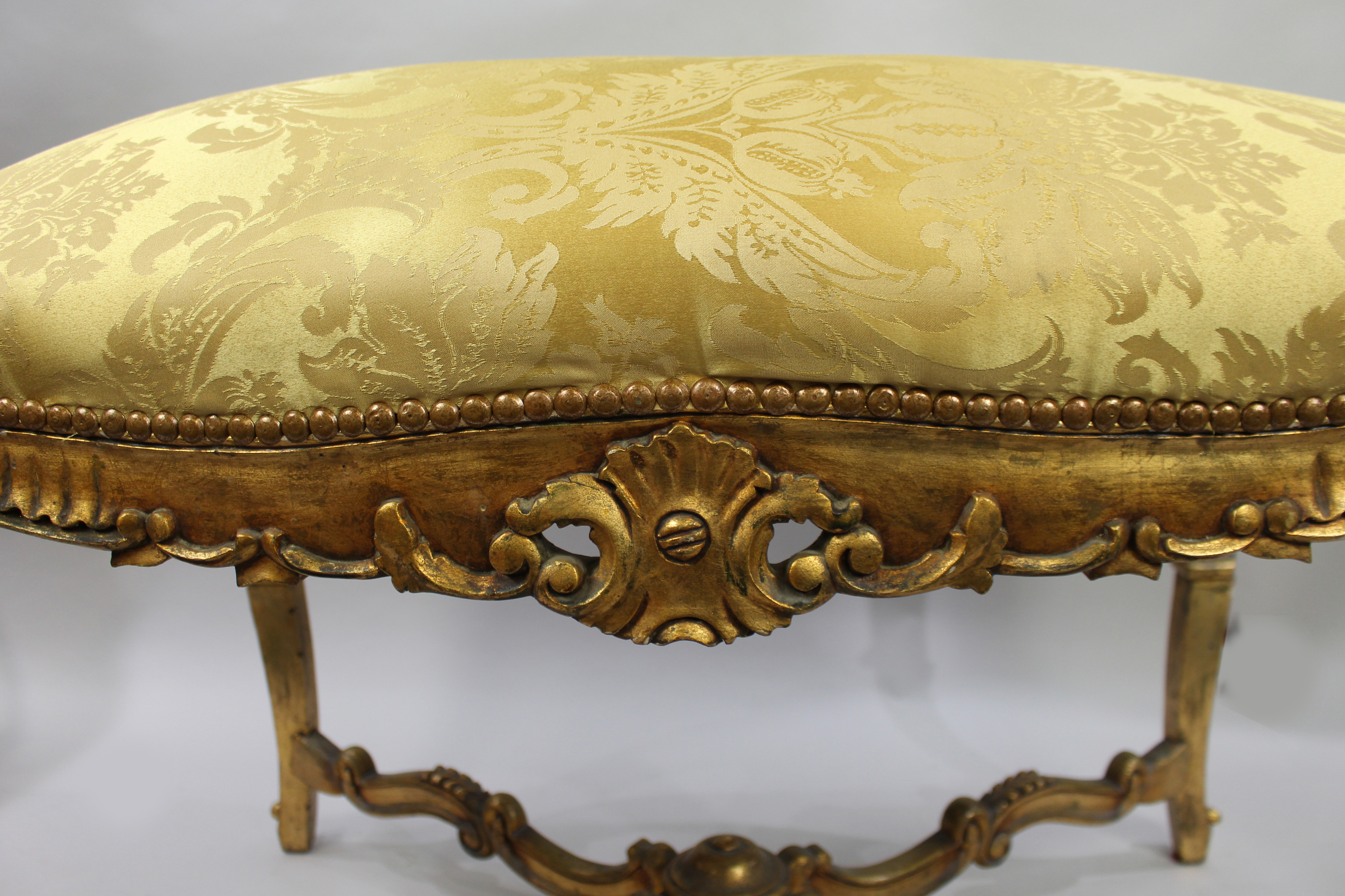 Large Louis XV Style Giltwood Upholstered Banquette