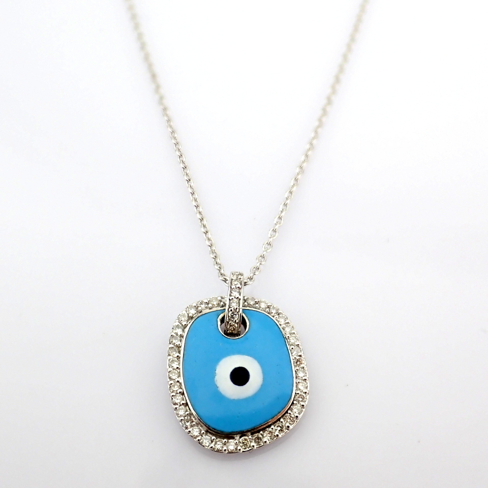 Natural Diamond 18K White Gold Necklace