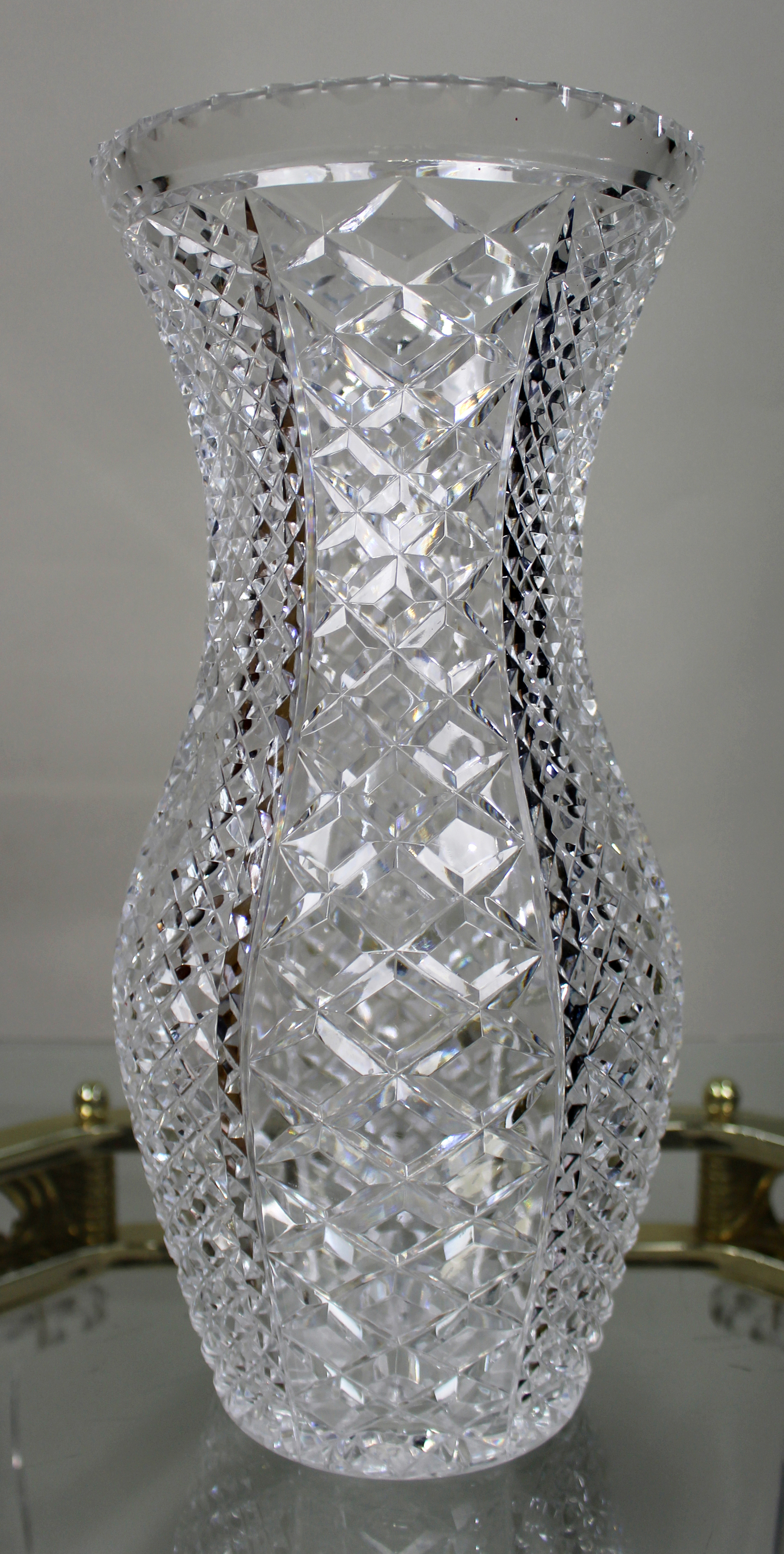 Pair of Monumental Bowes-Lyon Cut Crystal Vases