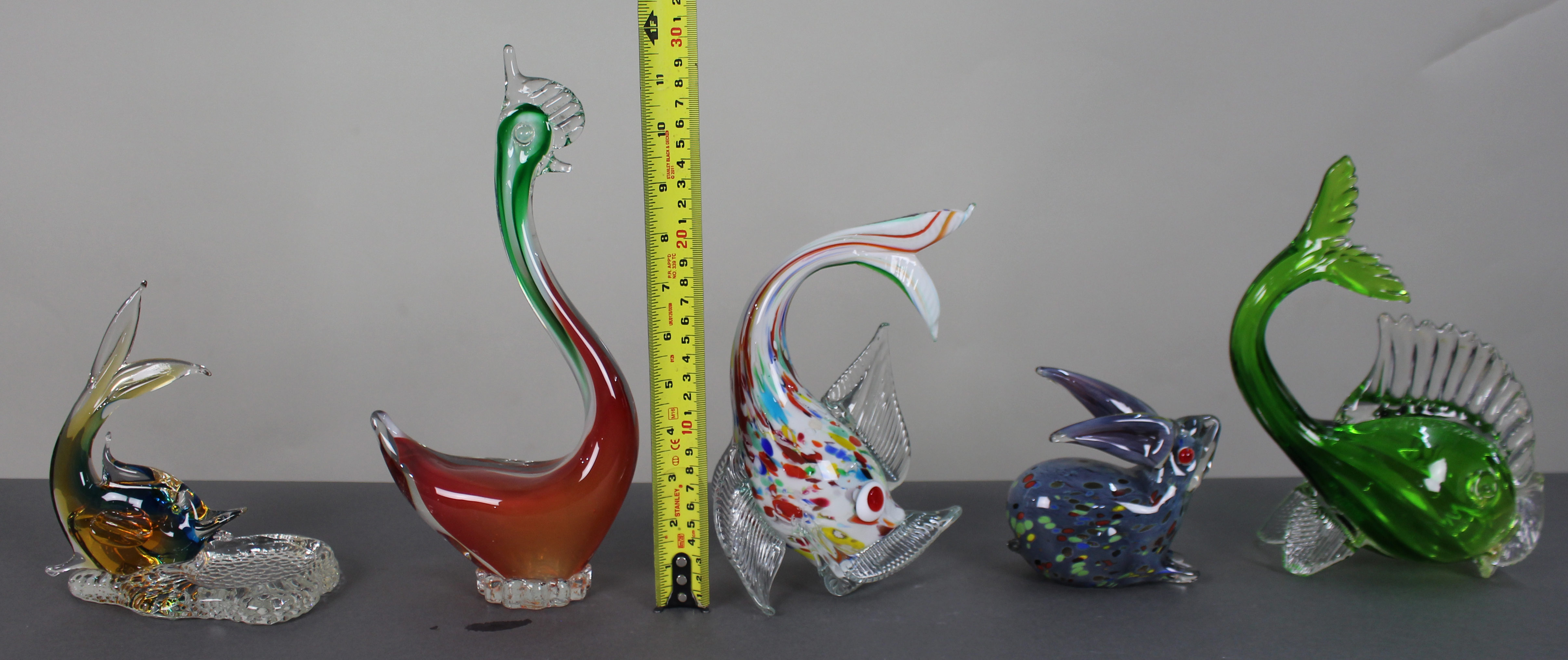 Collection of 5 Murano Glass Animal Sculptures