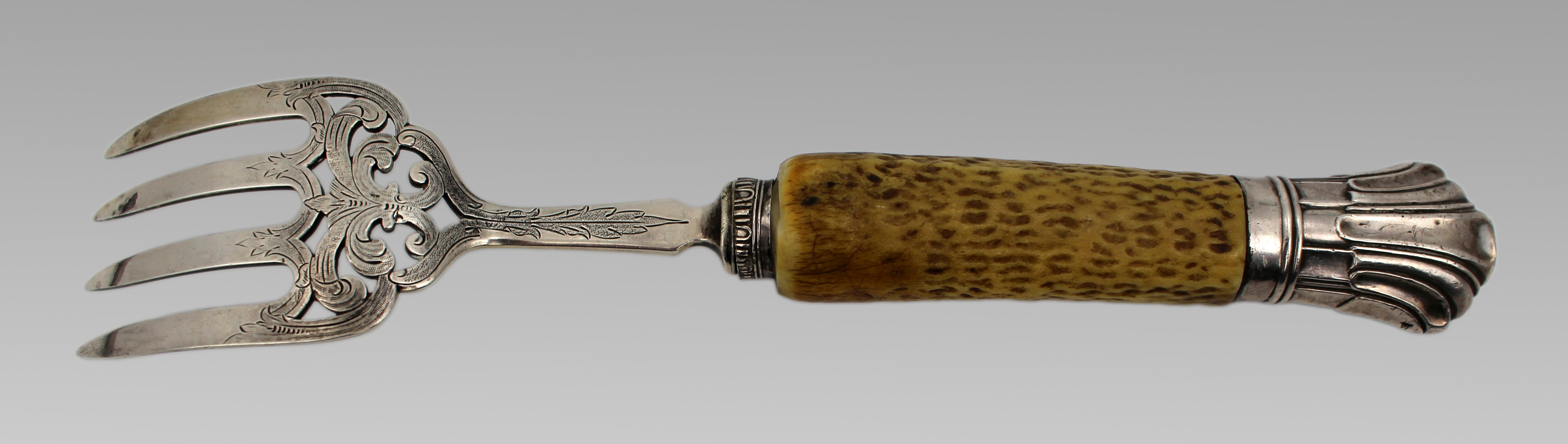 Edwardian Solid Silver and Bone Handled Bread Fork, Sheffield, 1907