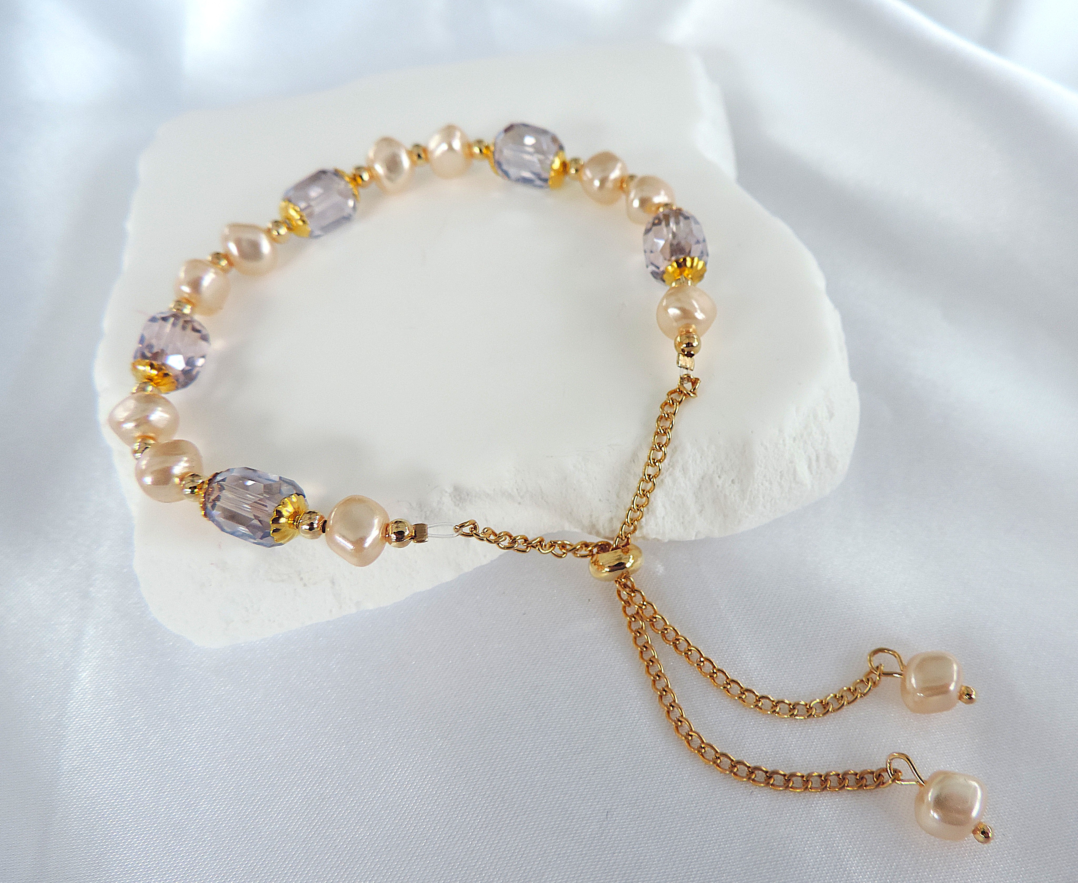 Crystal & Pearl Slider Bracelet 'New'