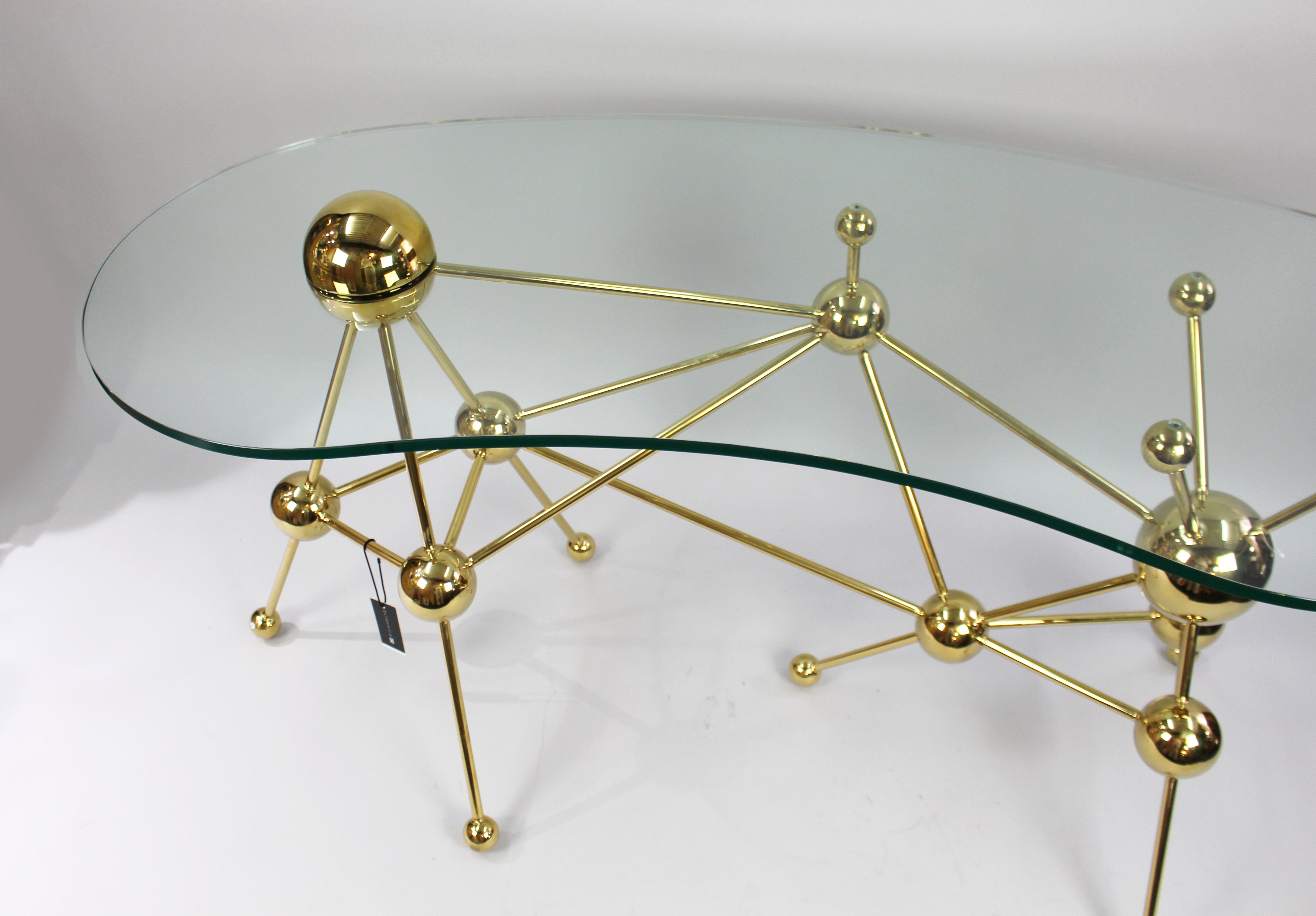 Contemporary Kidney Shaped Glass Table by Eichholtz with Gold Frame