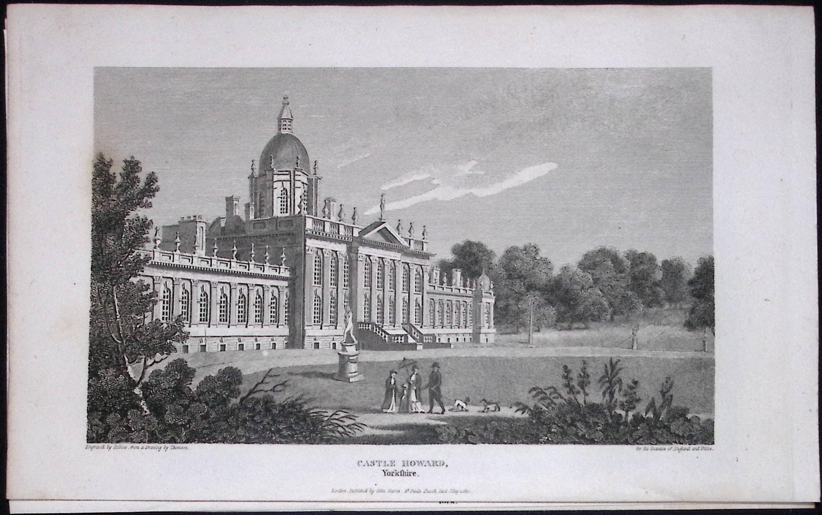 Castle Howard Yorkshire Antique 213 Years-Old Steel-Engraving-18