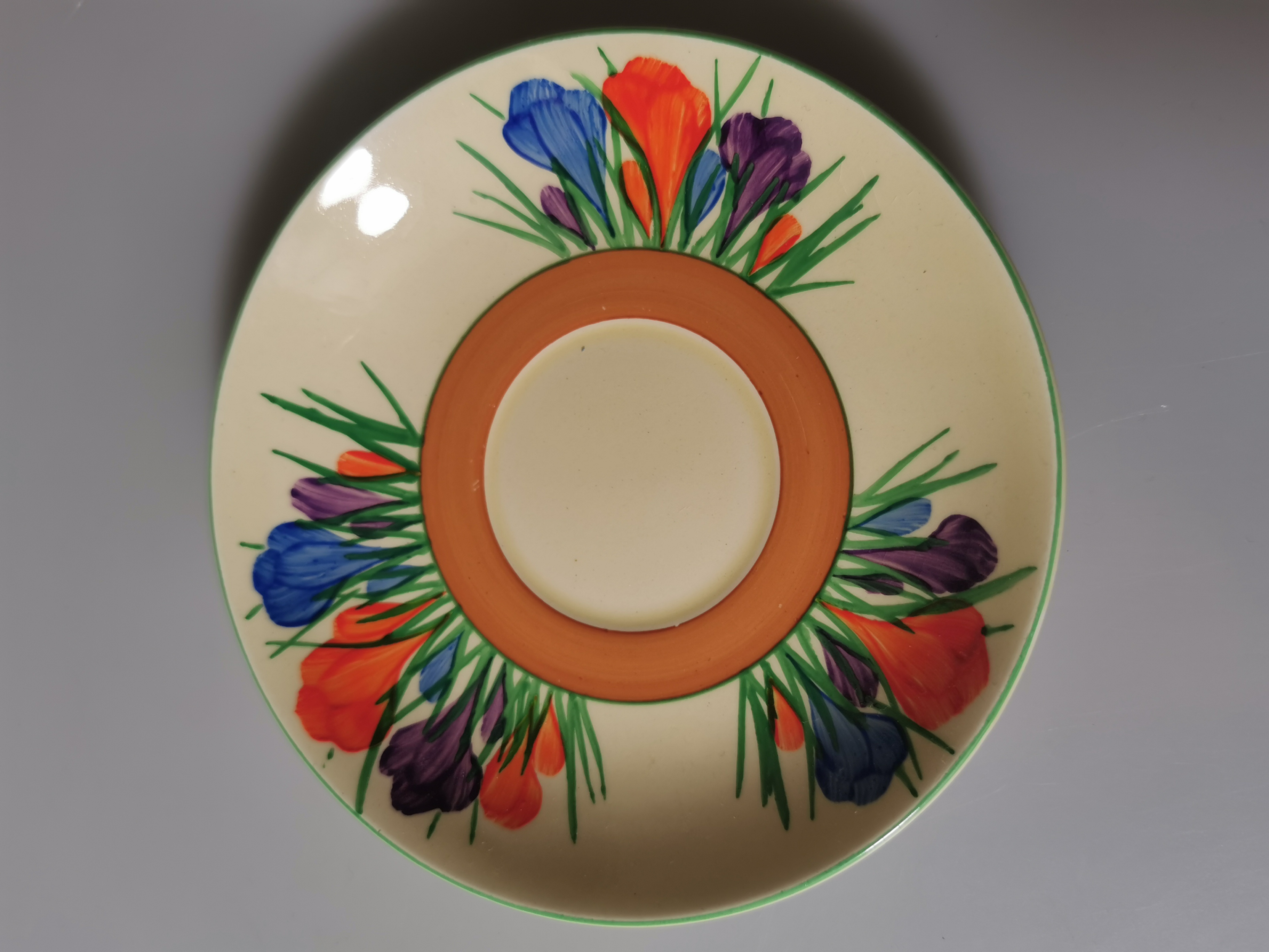 Clarice Cliff “Crocus” Cup, Saucer & Tea Plate Trio