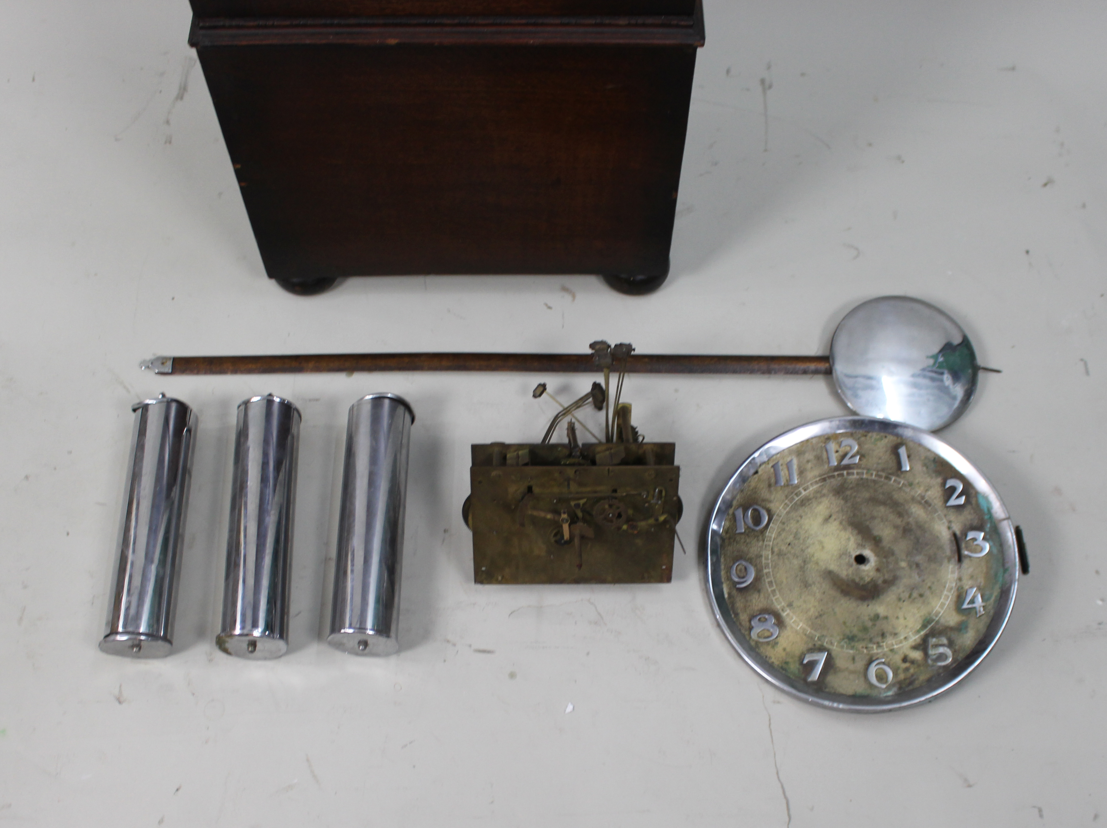 Art Deco Longcase Clock – For Restoration – Chrome Dial & Triple Weight Movement
