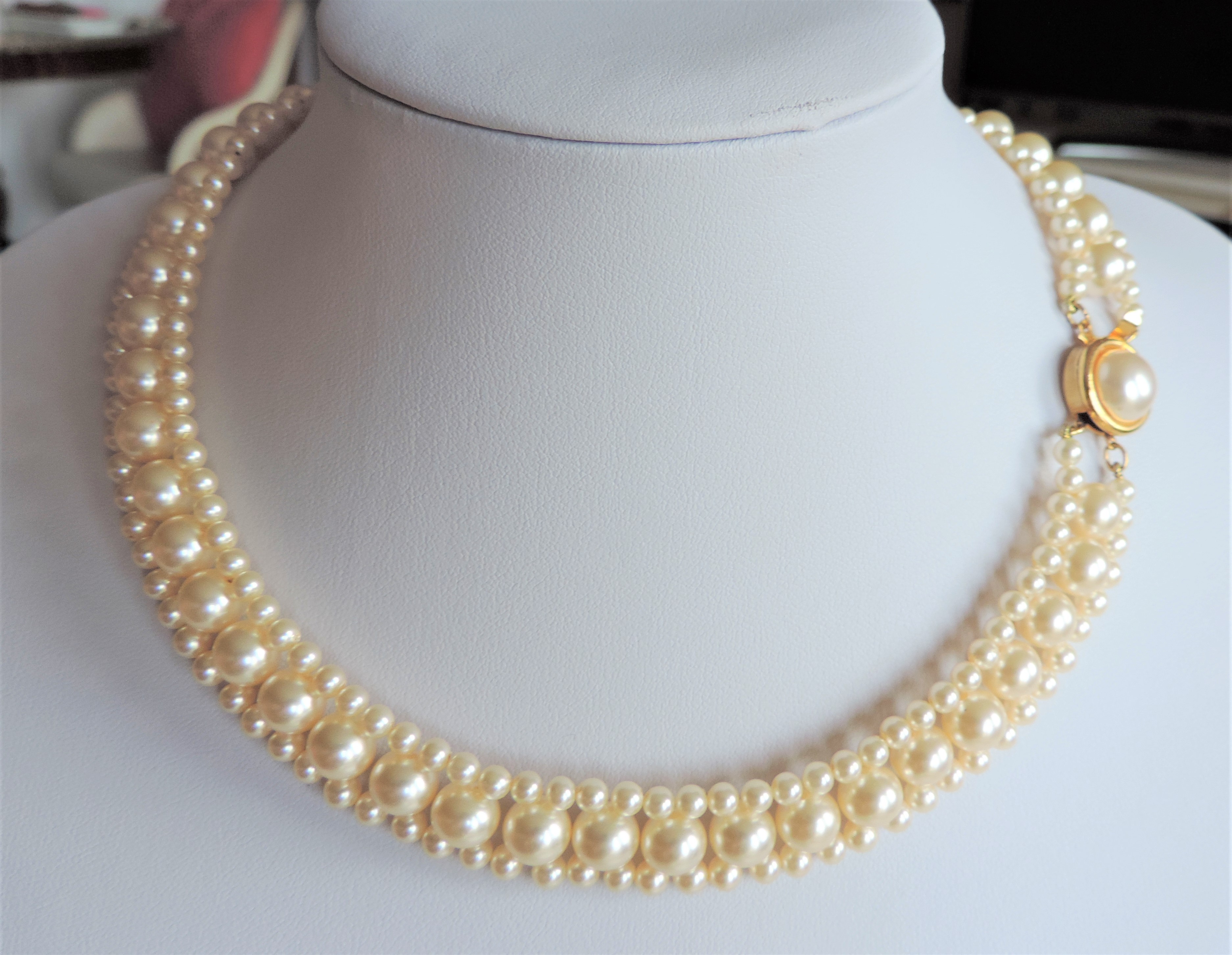 Vintage Three Strand 17 inch Pearl Necklace