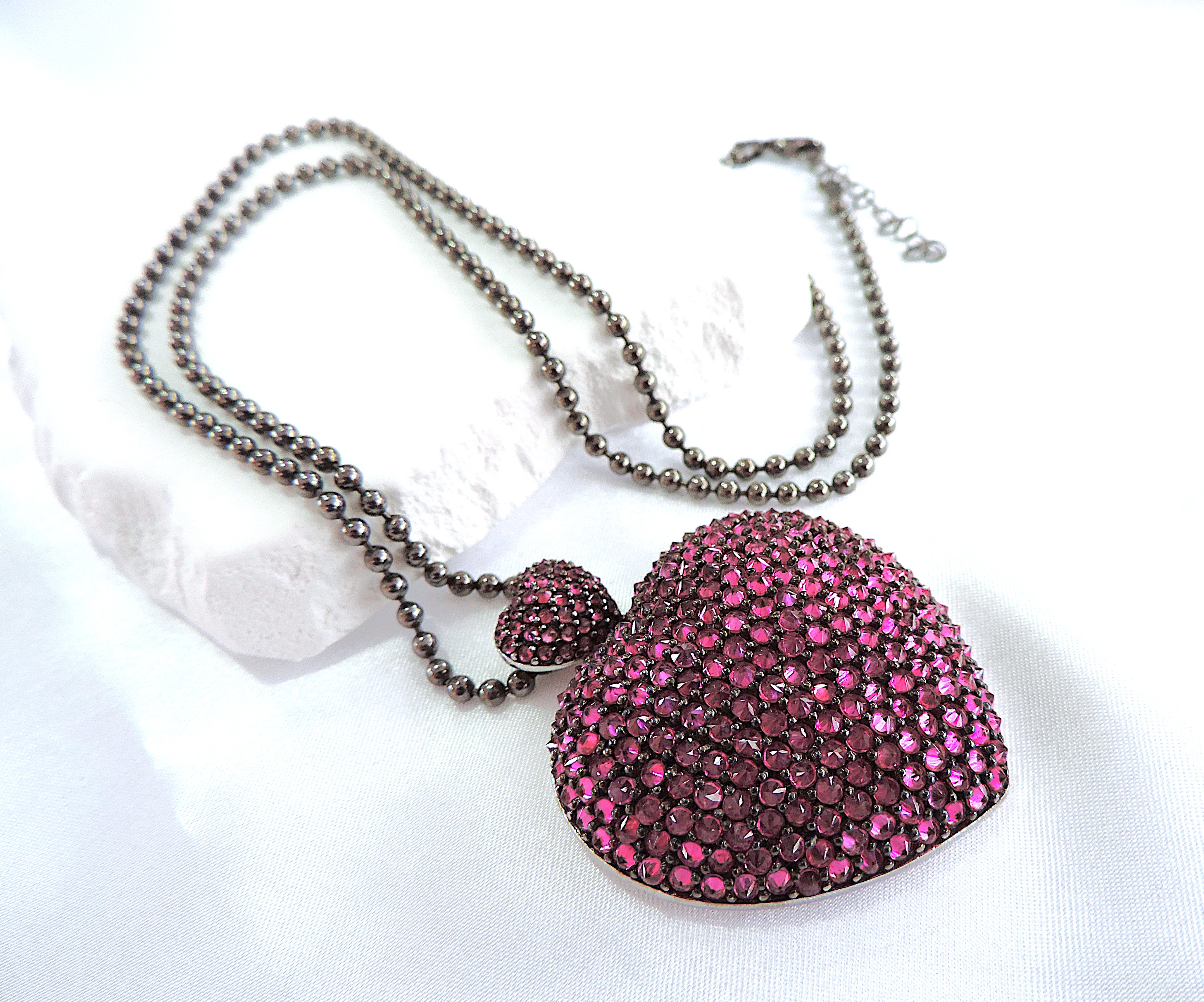 Large 925 Silver Pink Tourmaline Gemstone Necklace 43 Grams