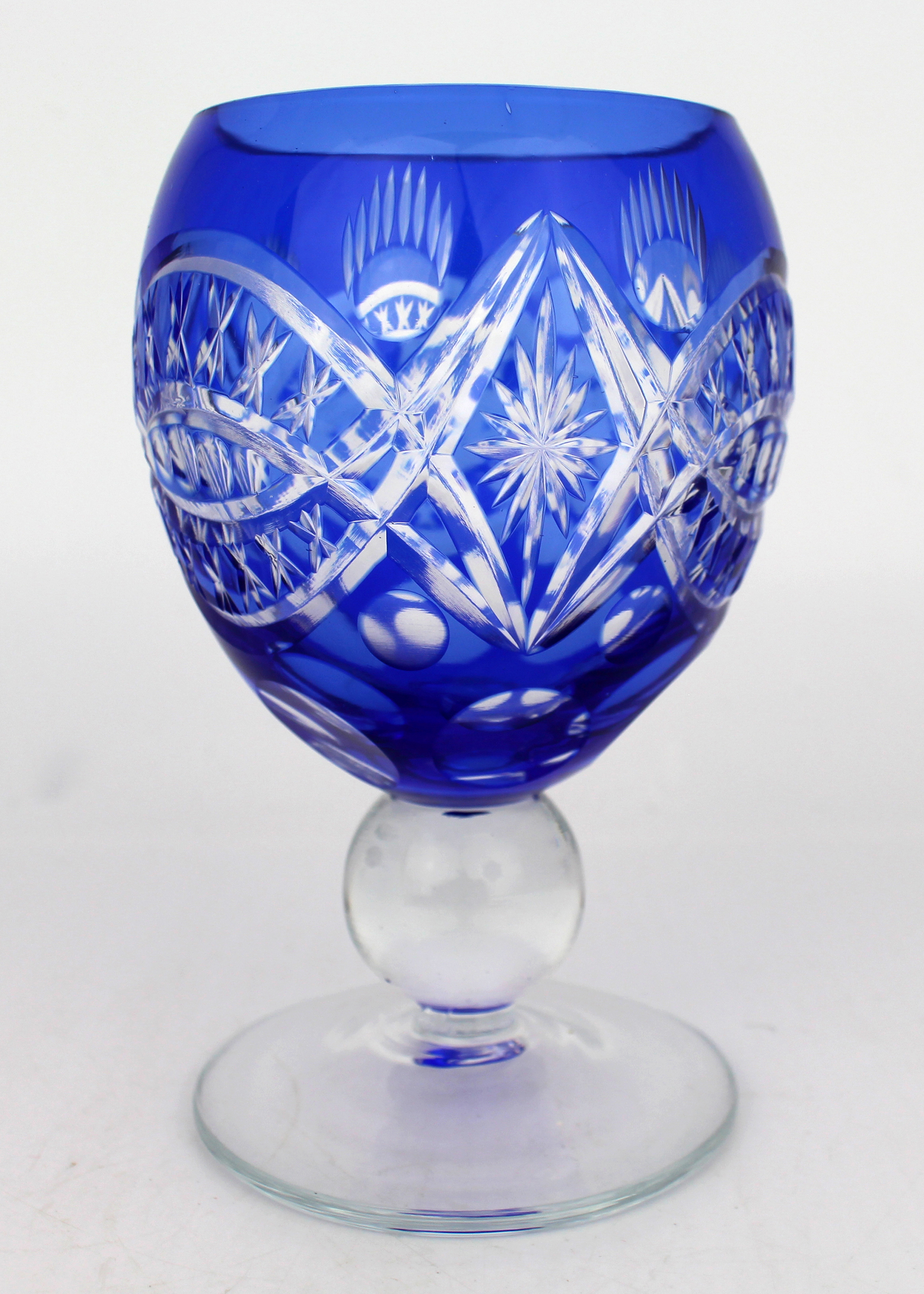 Antique Bohemian Cobalt Blue Overlay Cut Crystal Suite, 27 Pieces – Circa 1910