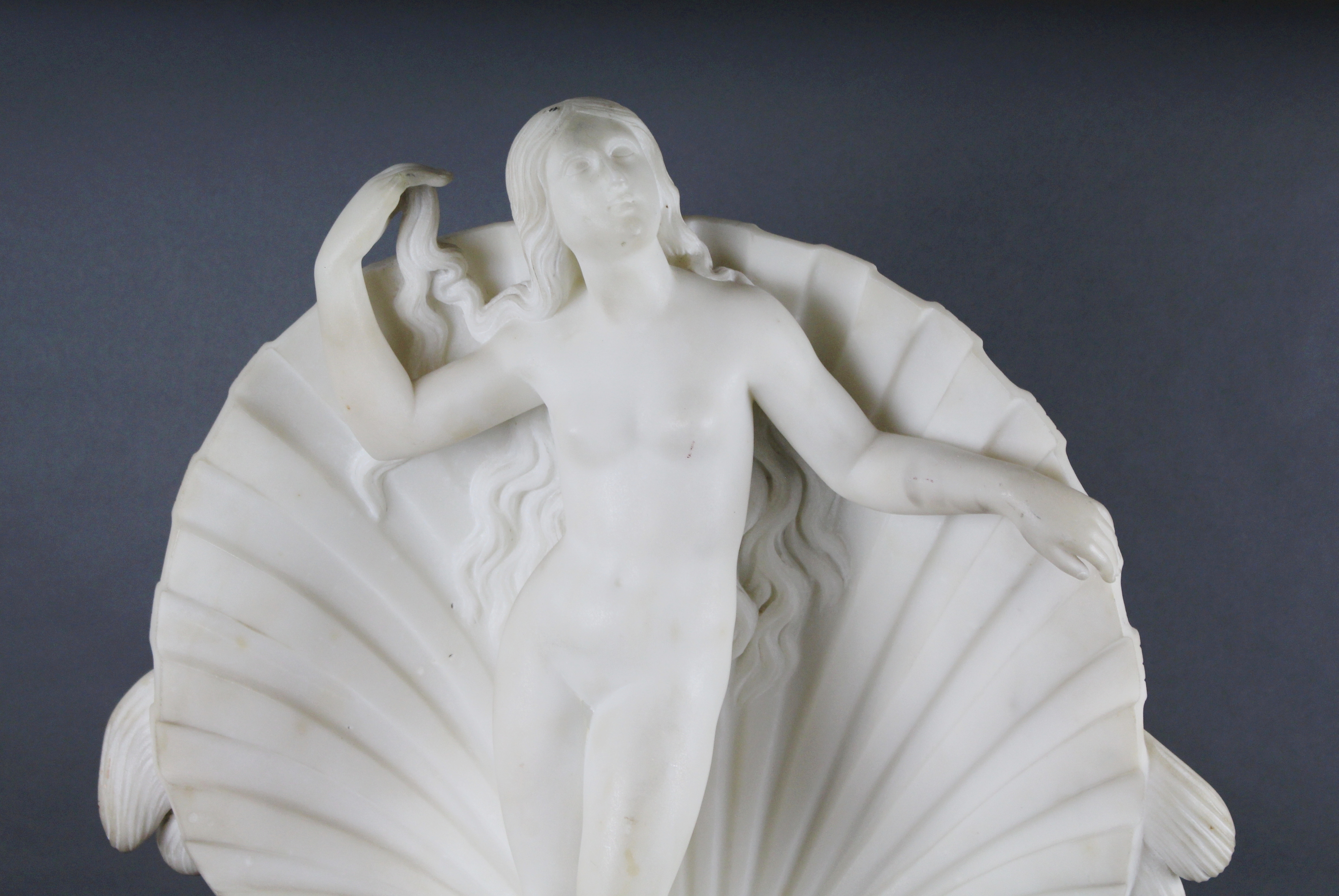 Fine 19th Century Marble Figure of Venus on Fluted Mahogany Pedestal
