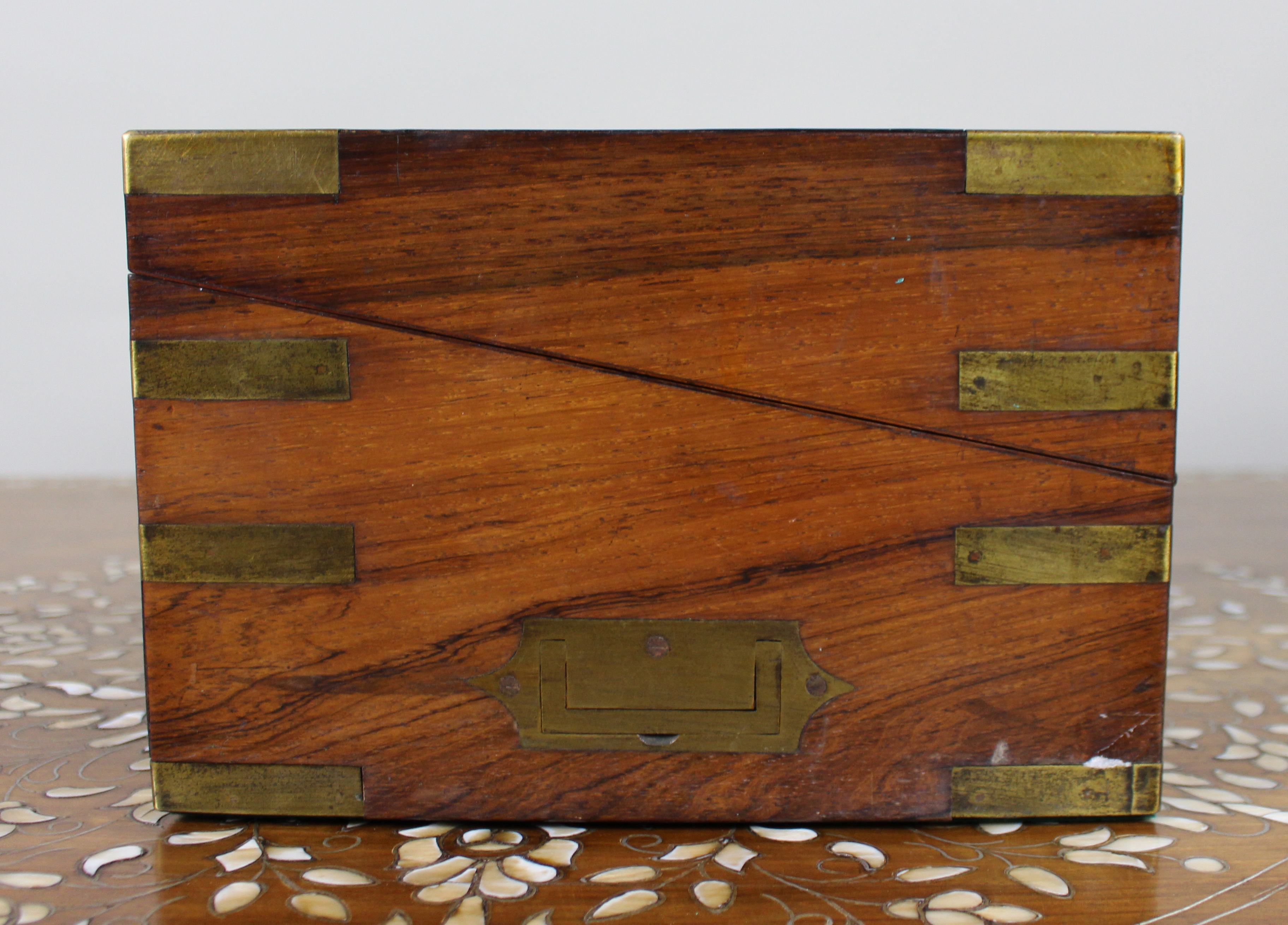 Antique Brass-Bound Rosewood Writing Slope, c.1850