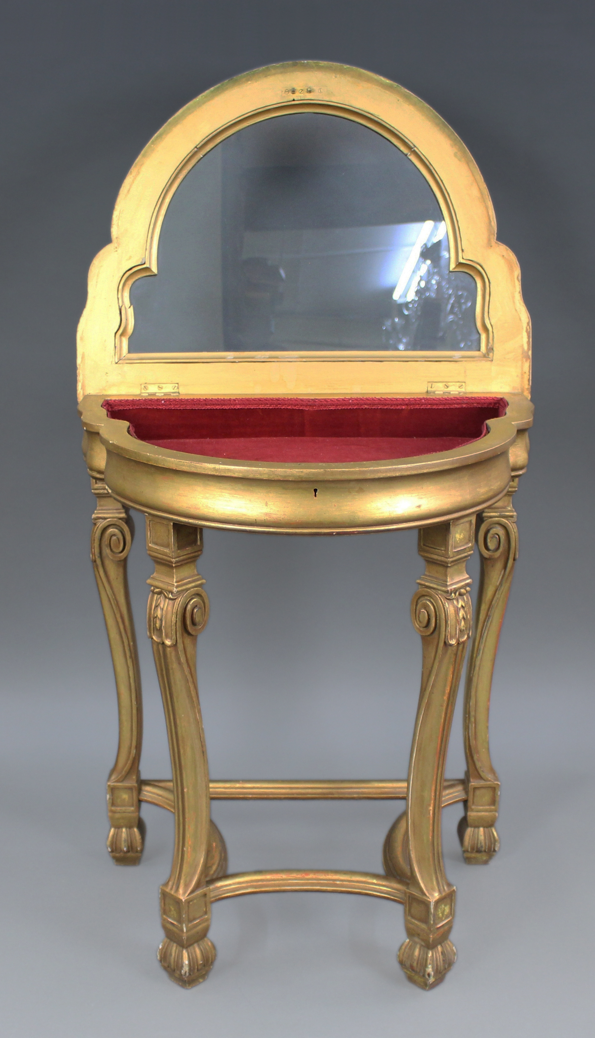 Antique Giltwood Demilune Bijouterie Display Table c.1900
