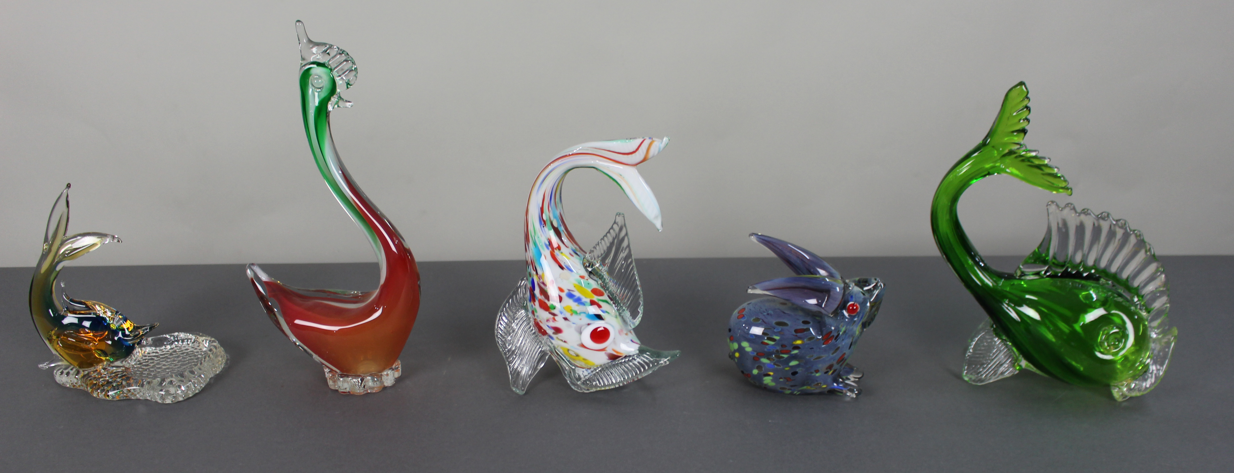 Collection of 5 Murano Glass Animal Sculptures