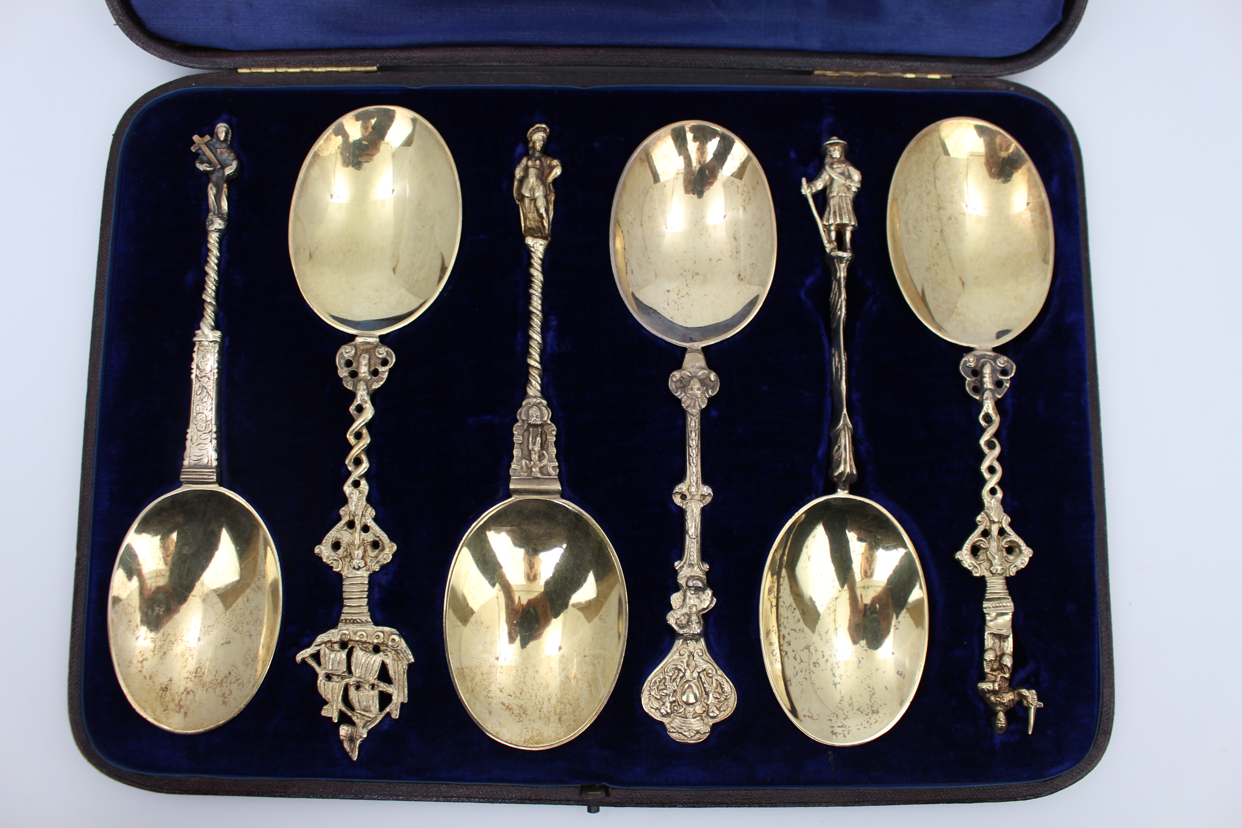 Cased Set of 6 Silver Gilt Spoons