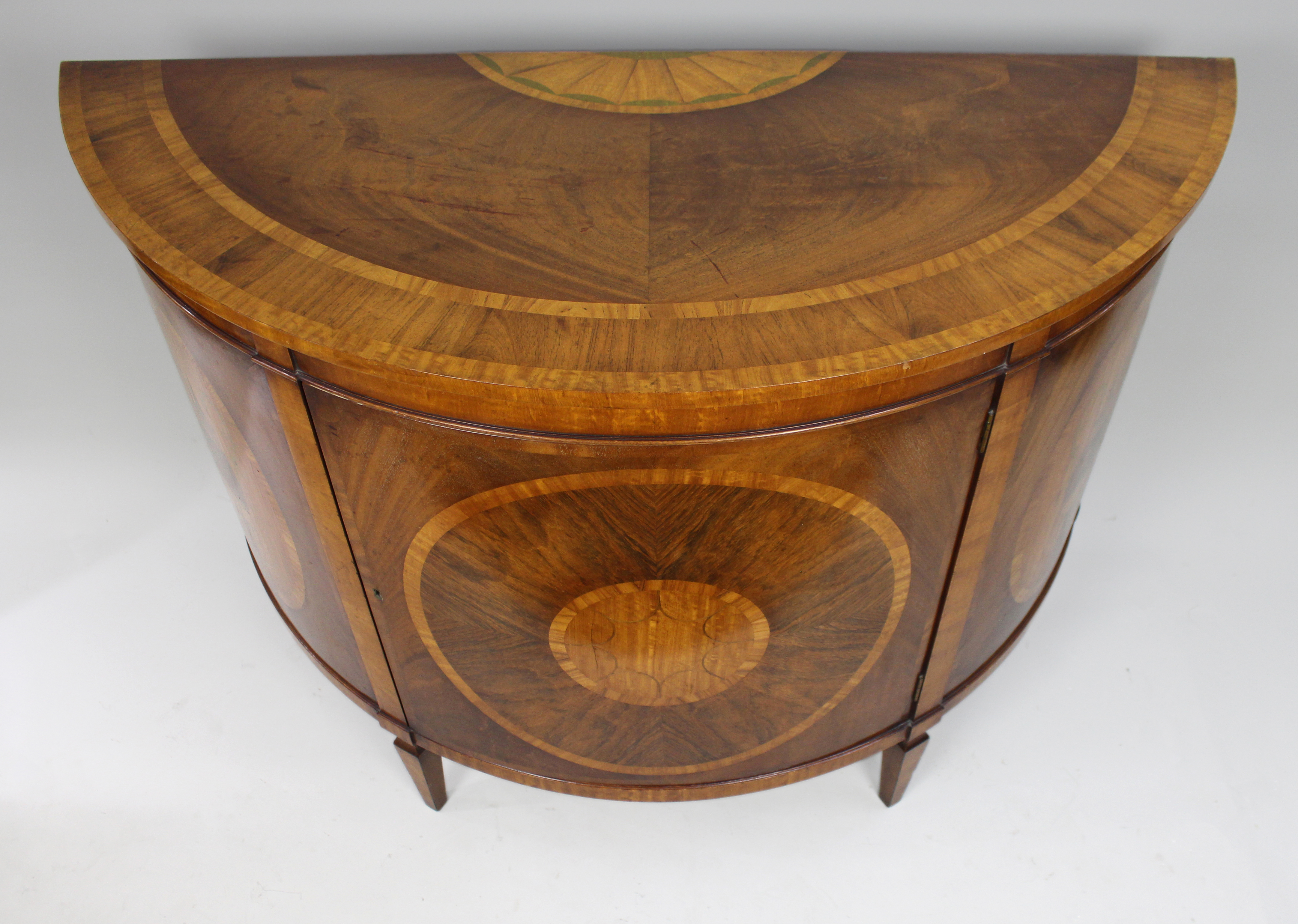 Elegant Neoclassical Style Inlaid Demilune Cabinet