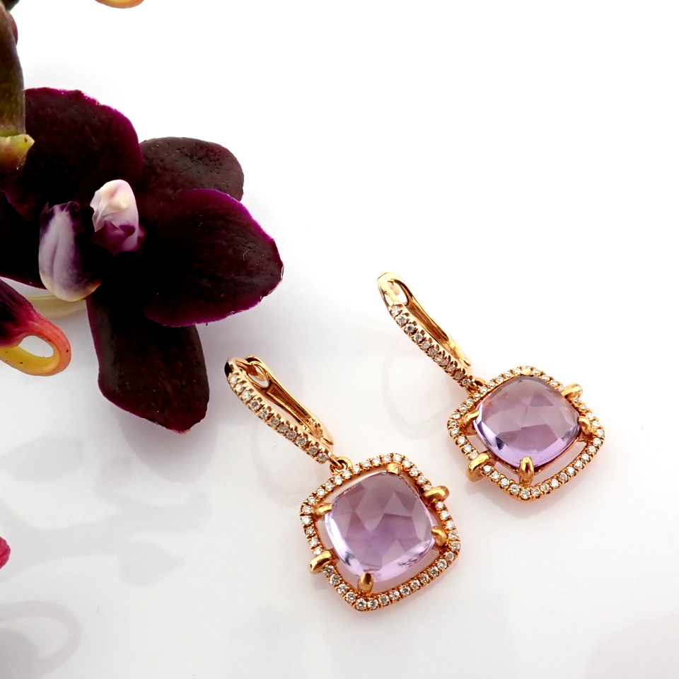 Natural Diamond 18K Rose/Pink Gold Earring
